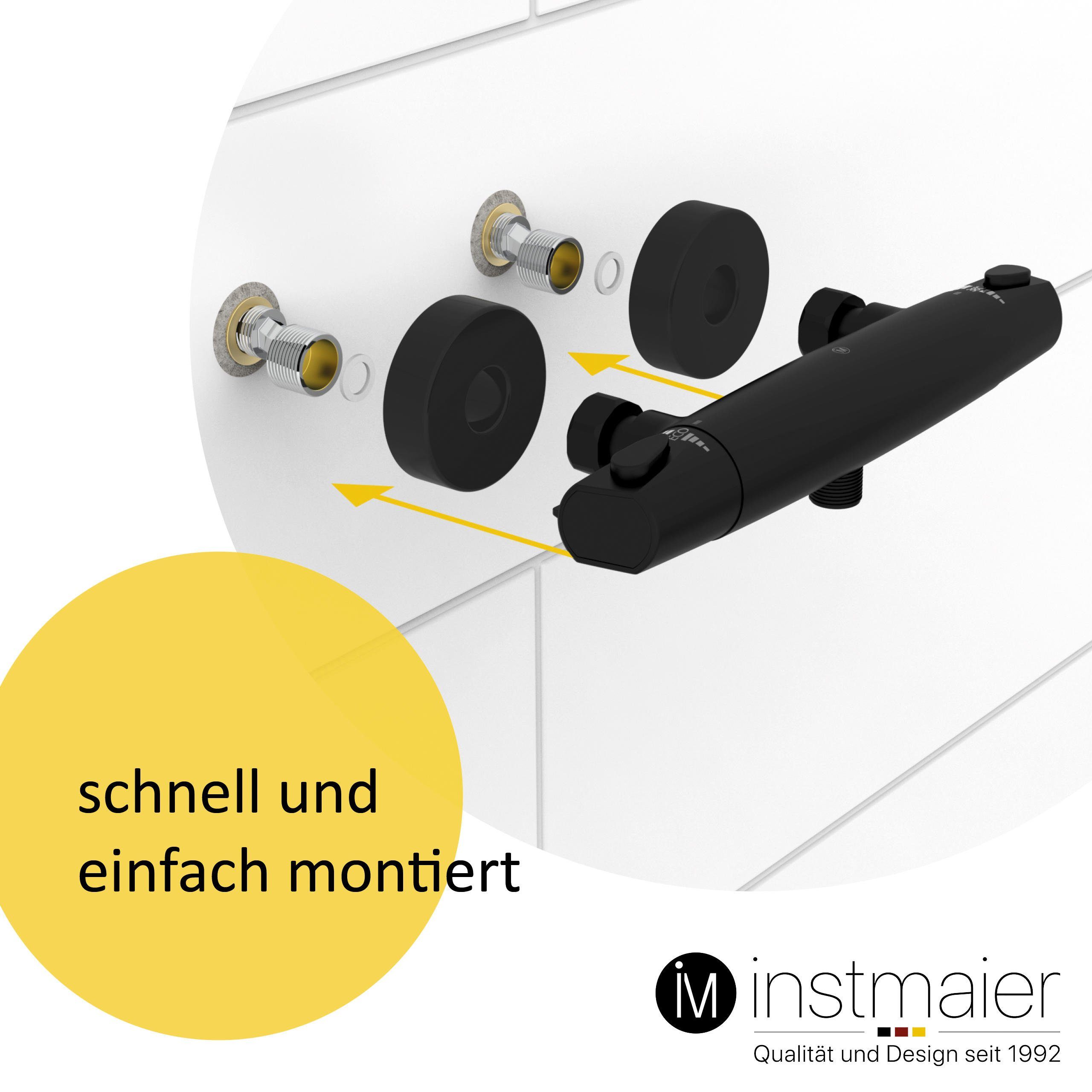 instmaier Brausethermostat T1, Duschthermostat mit Trendfarbe schwarz Schwarz matt Verbrühschutz