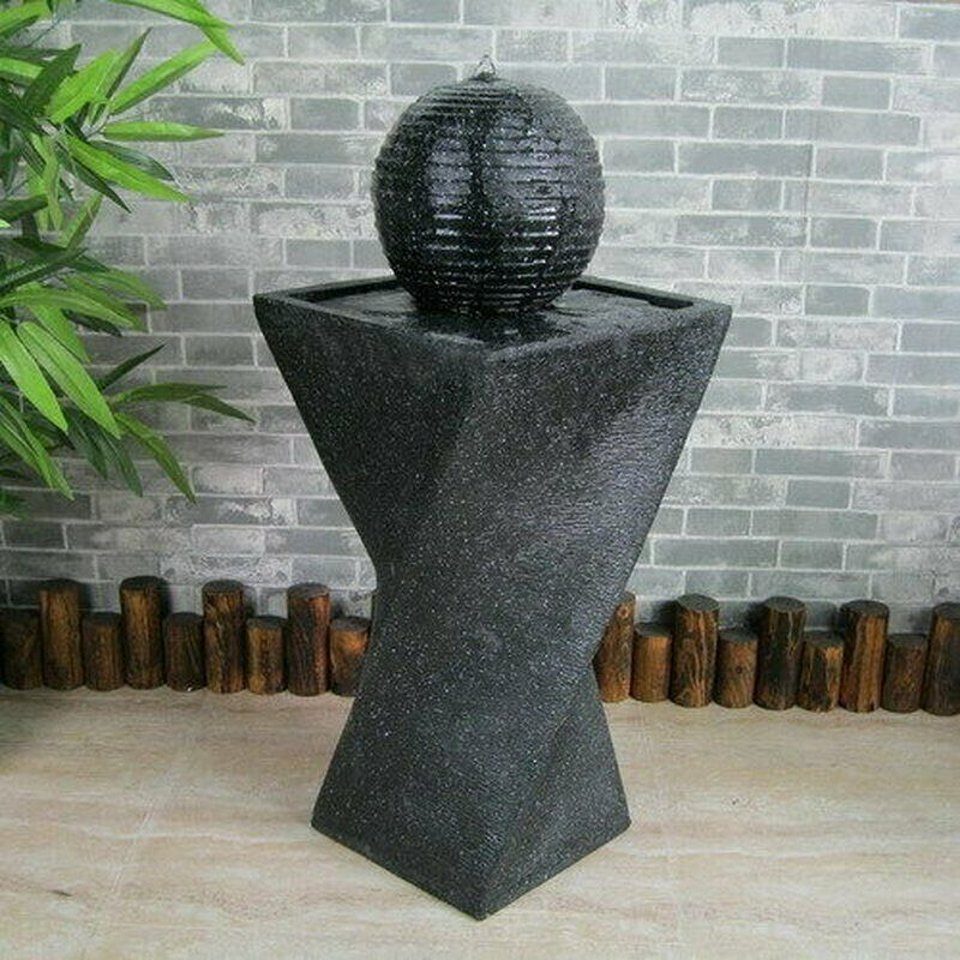 Wehmann Gartenbrunnen Solarbrunnen Wave Black, 34,00 cm Breite, automatisches Einschalten zur selben Zeit jeden Tag