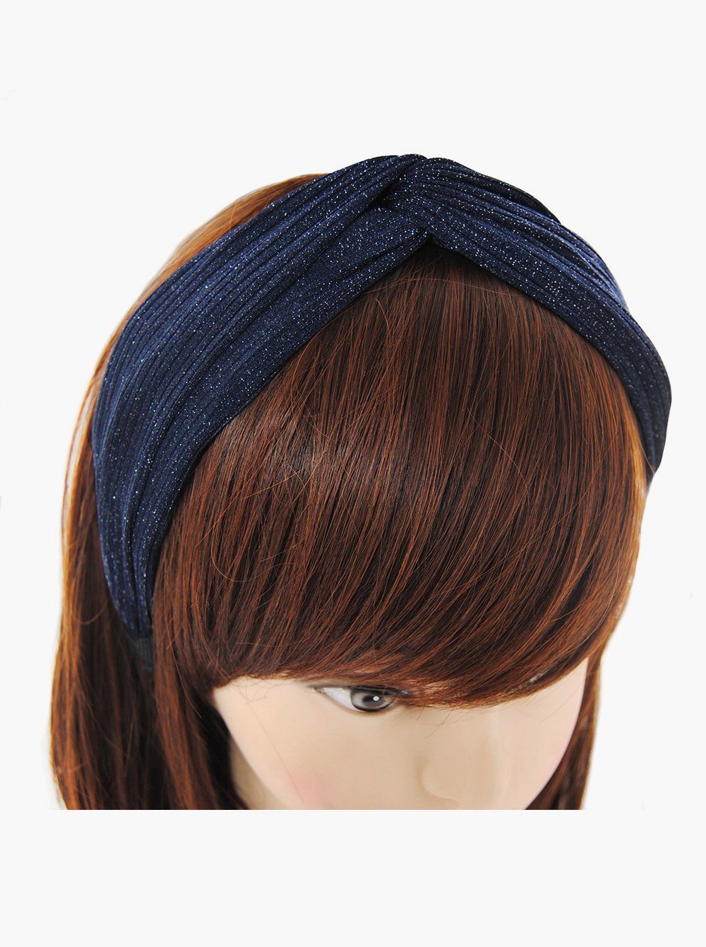Haarreif Navyblau Damen Stoff, Haareifen axy mit Vintage glänzender Haarband Knoten und Haarreif