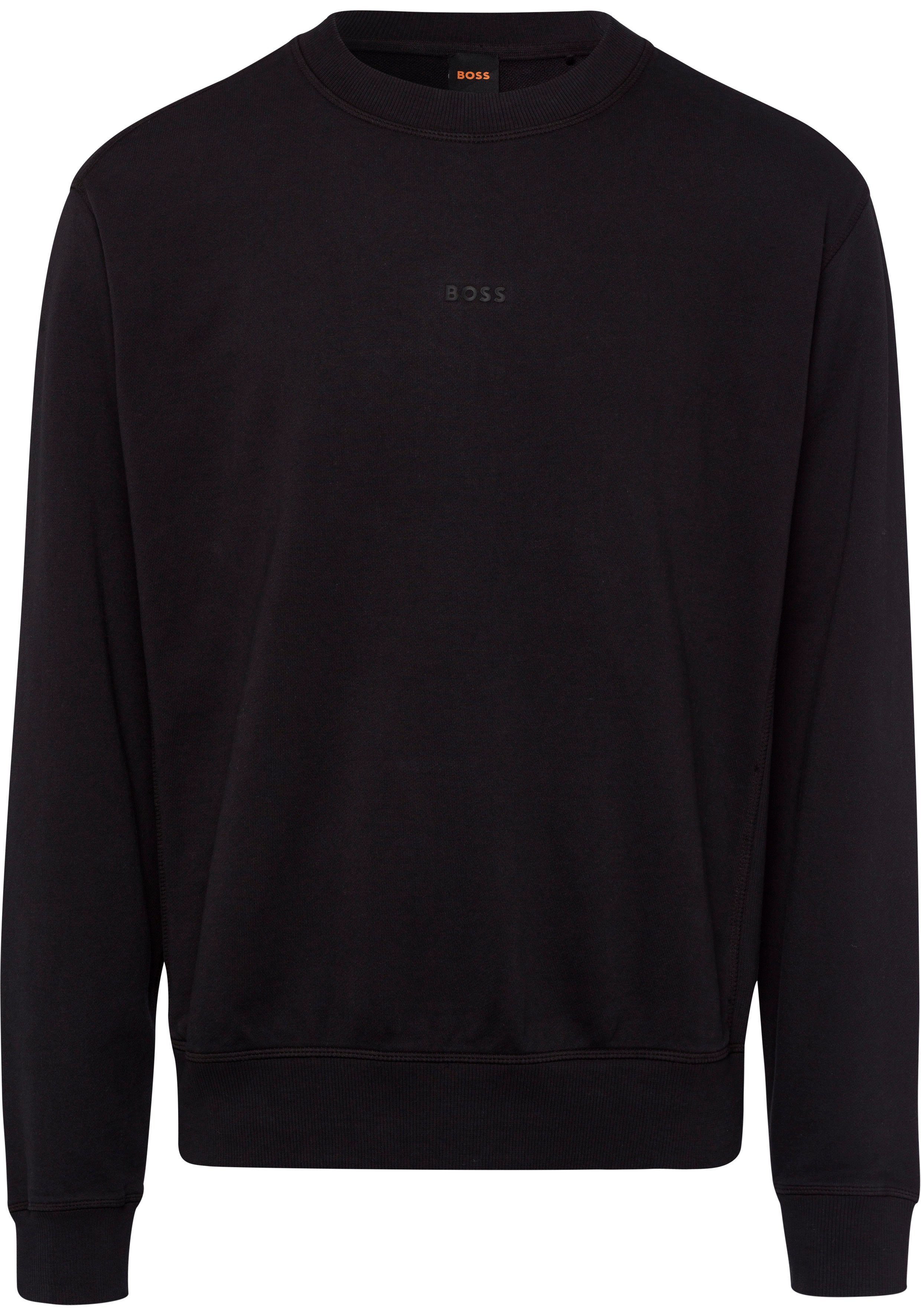 BOSS ORANGE Sweater Wefade (1-tlg) mit seitlichen Rippeinsätzen Black