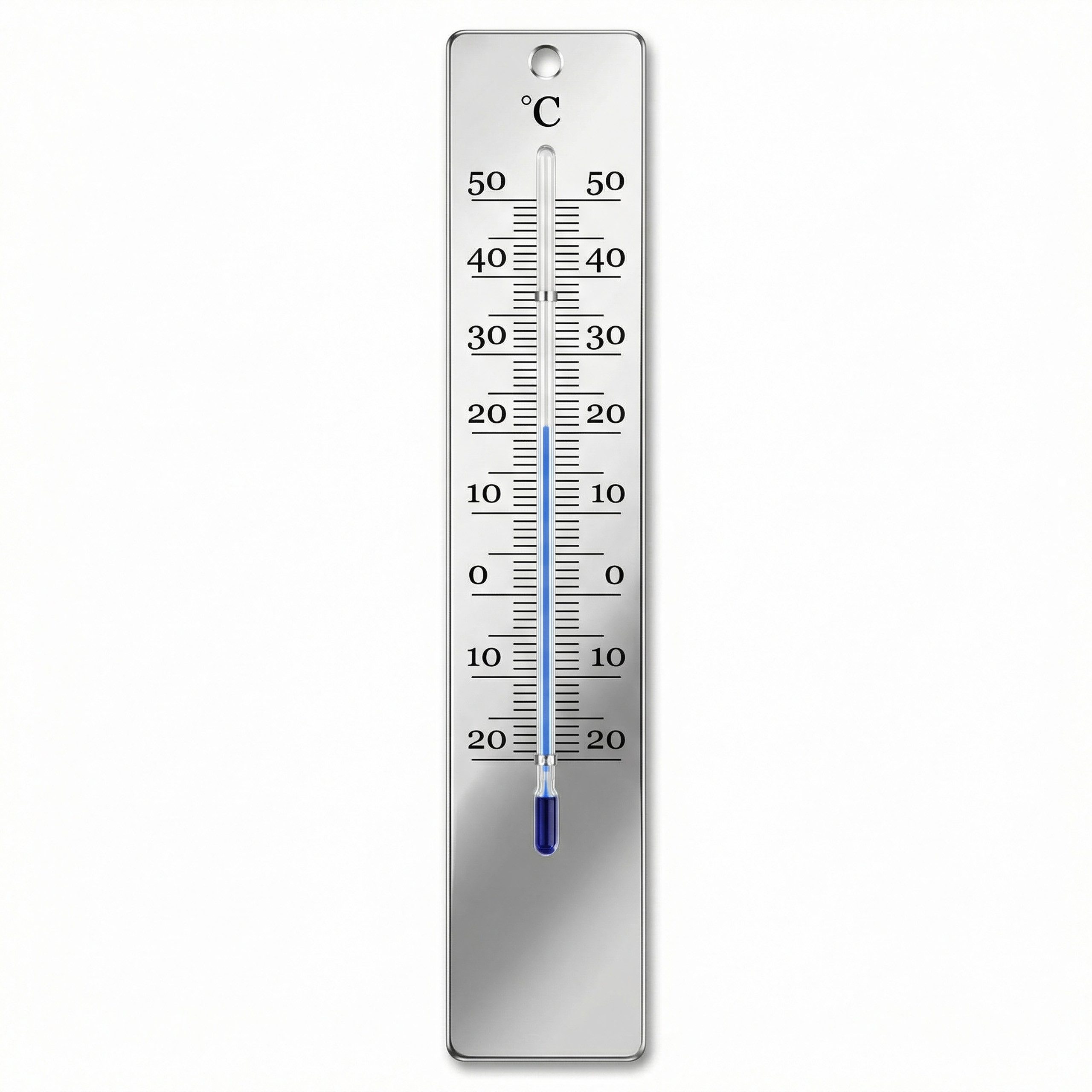 Lantelme Gartenthermometer Edelstahl 28cm Außen Innen Garten Thermometer Temperaturmesser Metall, 1-tlg., Edelstahl poliert Ultradünn mit Glassäule nur 0,9cm, Außenthermometer Temperaturanzeige Analog -20 bis 50°C, auch für Innen