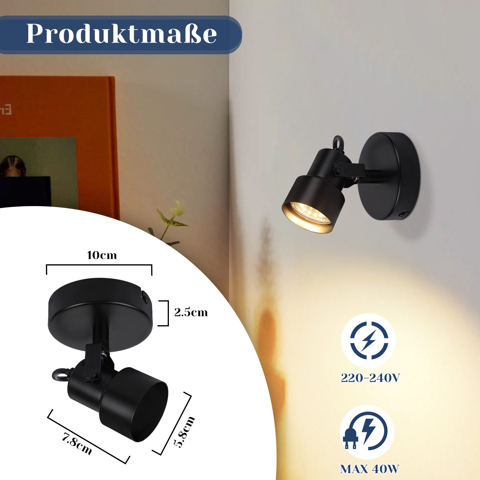 Nettlife Deckenstrahler Deckenstrahler Schwarz 350° Drehbar GU10, Drehbar, günstig online kaufen