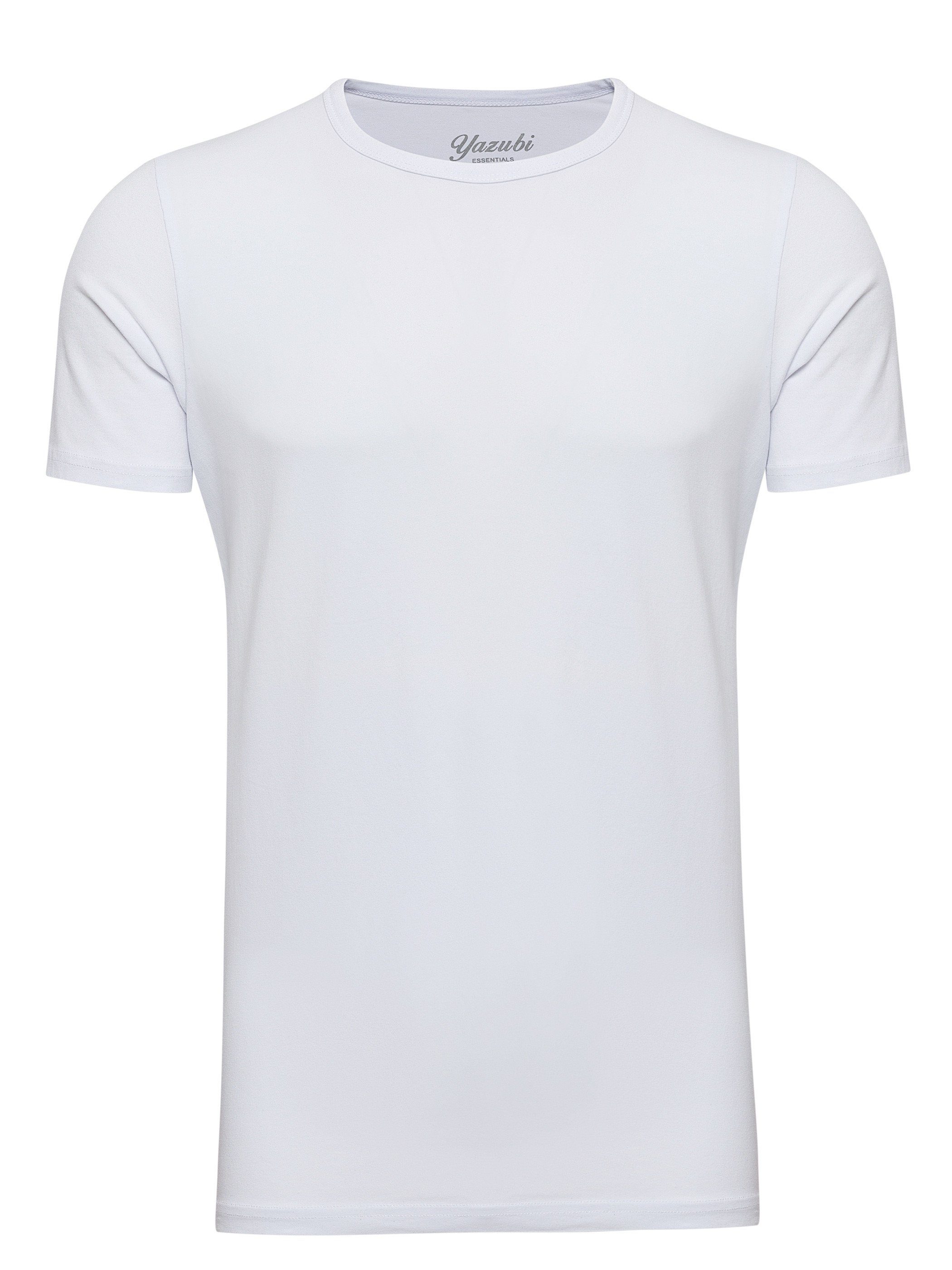 T-Shirt modernes white Crew (brilliant Neck Tee Rundhalsshirt 114001) (1-tlg) Yazubi Basic Mythic Weiß Yazubi -