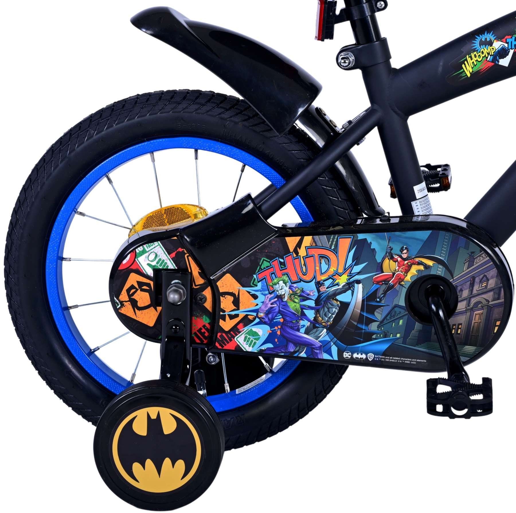 Batman Kinderfahrrad Jungen - 12, 14 oder 16 Zoll - Schwarz - bis 60 kg - Rücktrittbremse, 85% zusammengebaut, 3 - 6 Jahre, Stahlfelgen