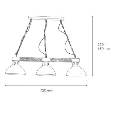 Licht-Erlebnisse Pendelleuchte HAKON, ohne Leuchtmittel, Große Hängeleuchte Echtholz Metall vintage Esszimmer Lampe