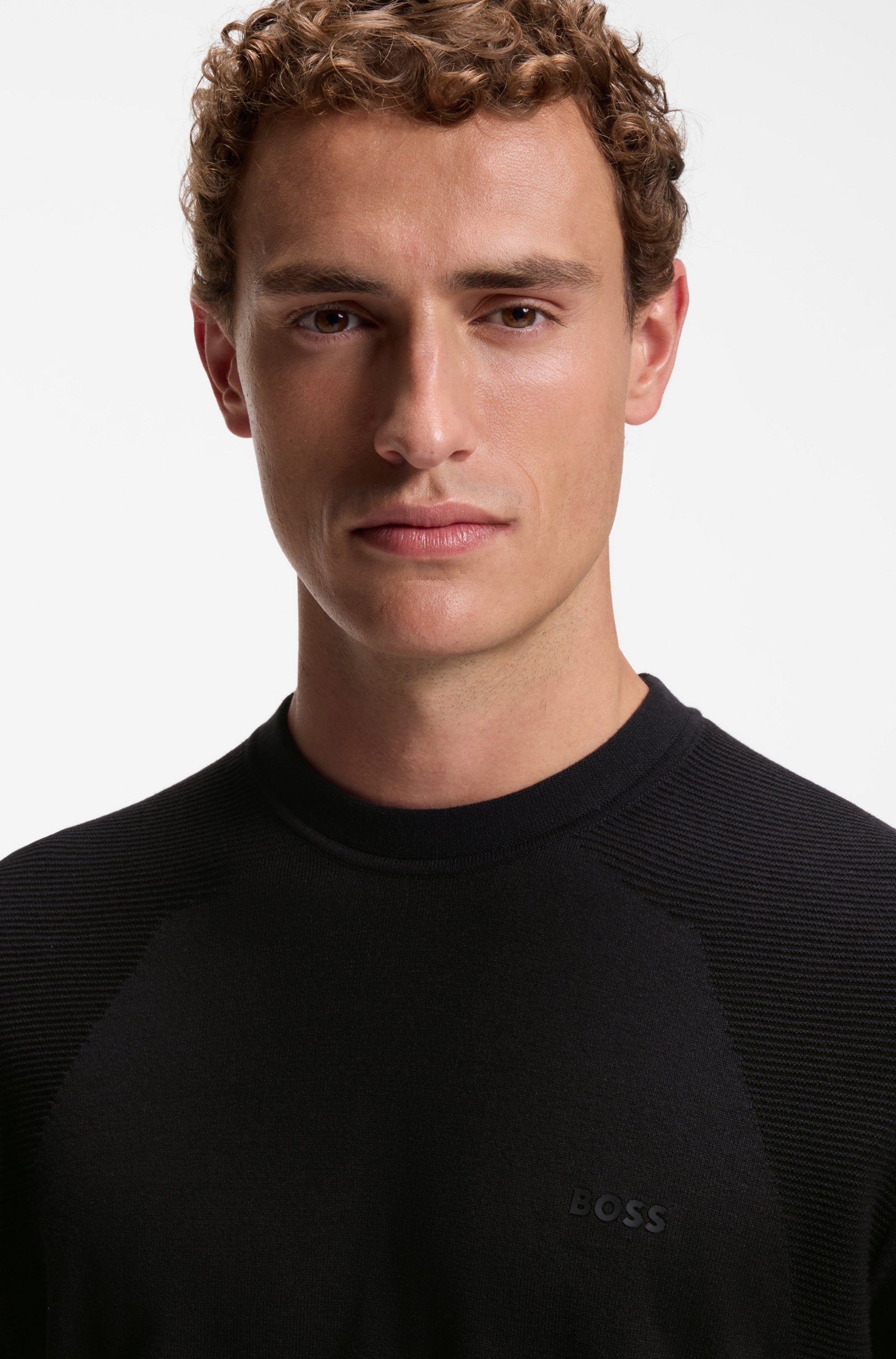 BOSS GREEN Kurzarmpullover KN_Momentum-Lite TS Kurzarm, Regular Fit, Baumwollmischung