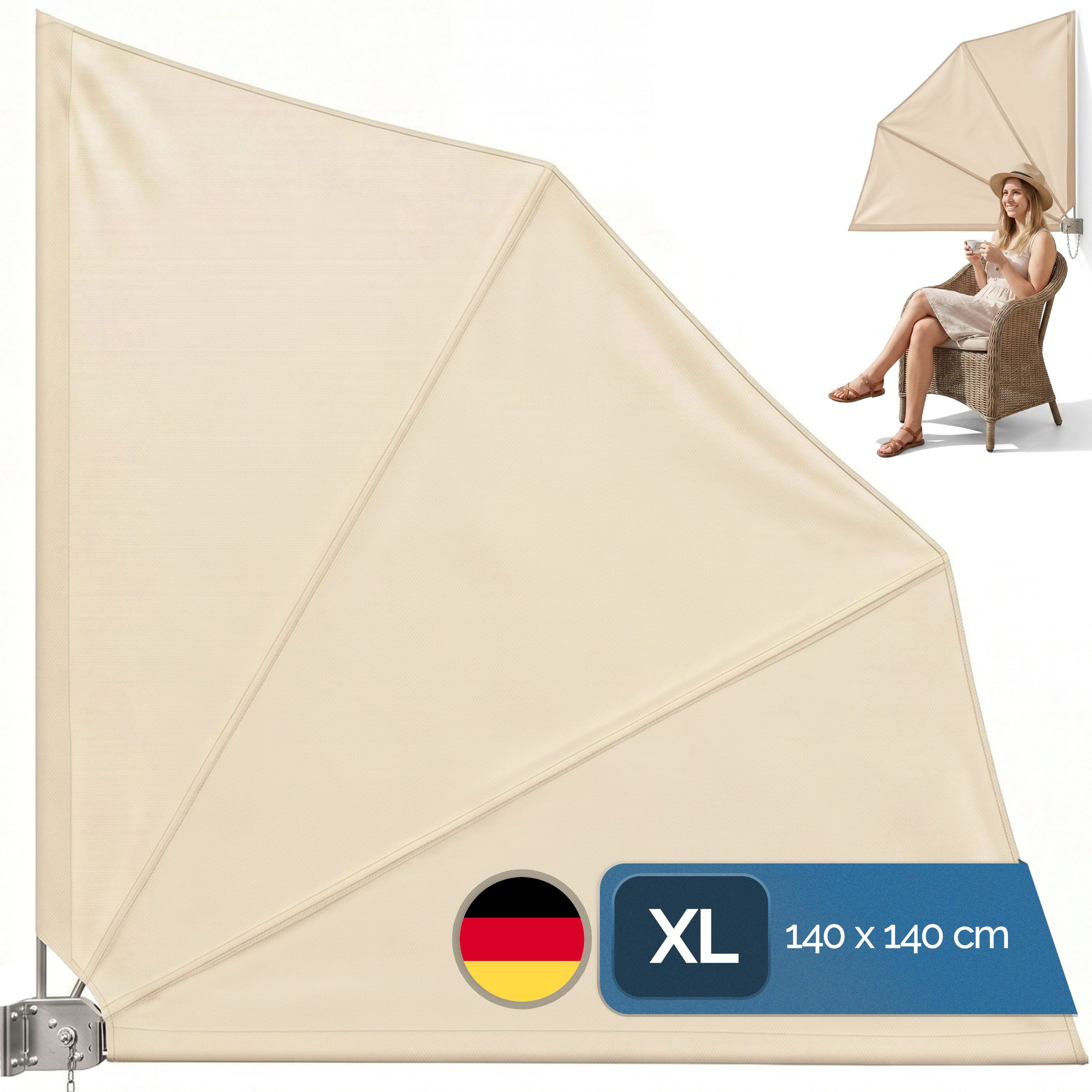 Detex Balkonsichtschutz Sichtschutz Seitenmarkise Sonnenschutz Trennwand Wandhalterung