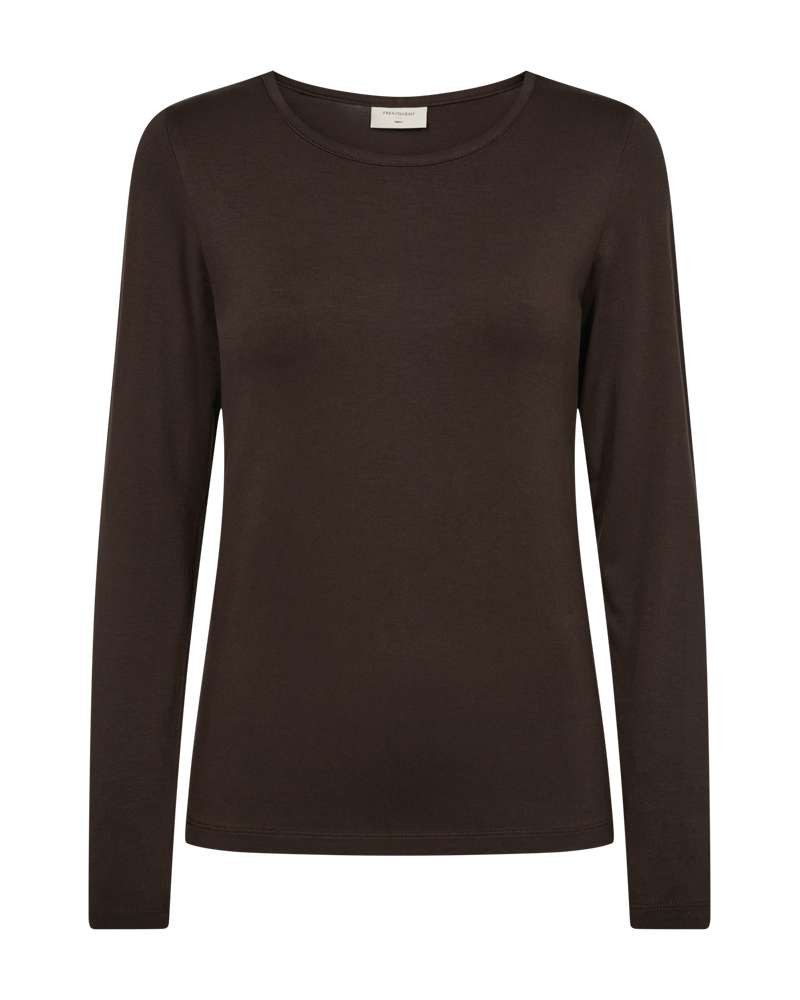 FREEQUENT Langarmshirt Rundhalsshirt mit Viskose und Stretch