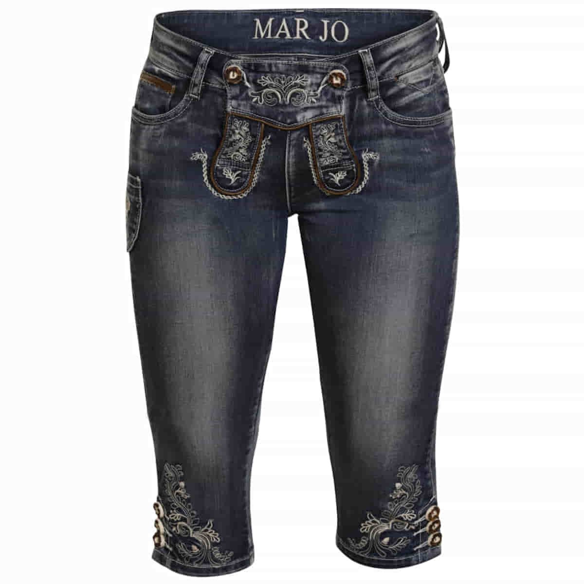 MarJo Trachtenjeans Trachtenjeans Franziska Kniebund blau