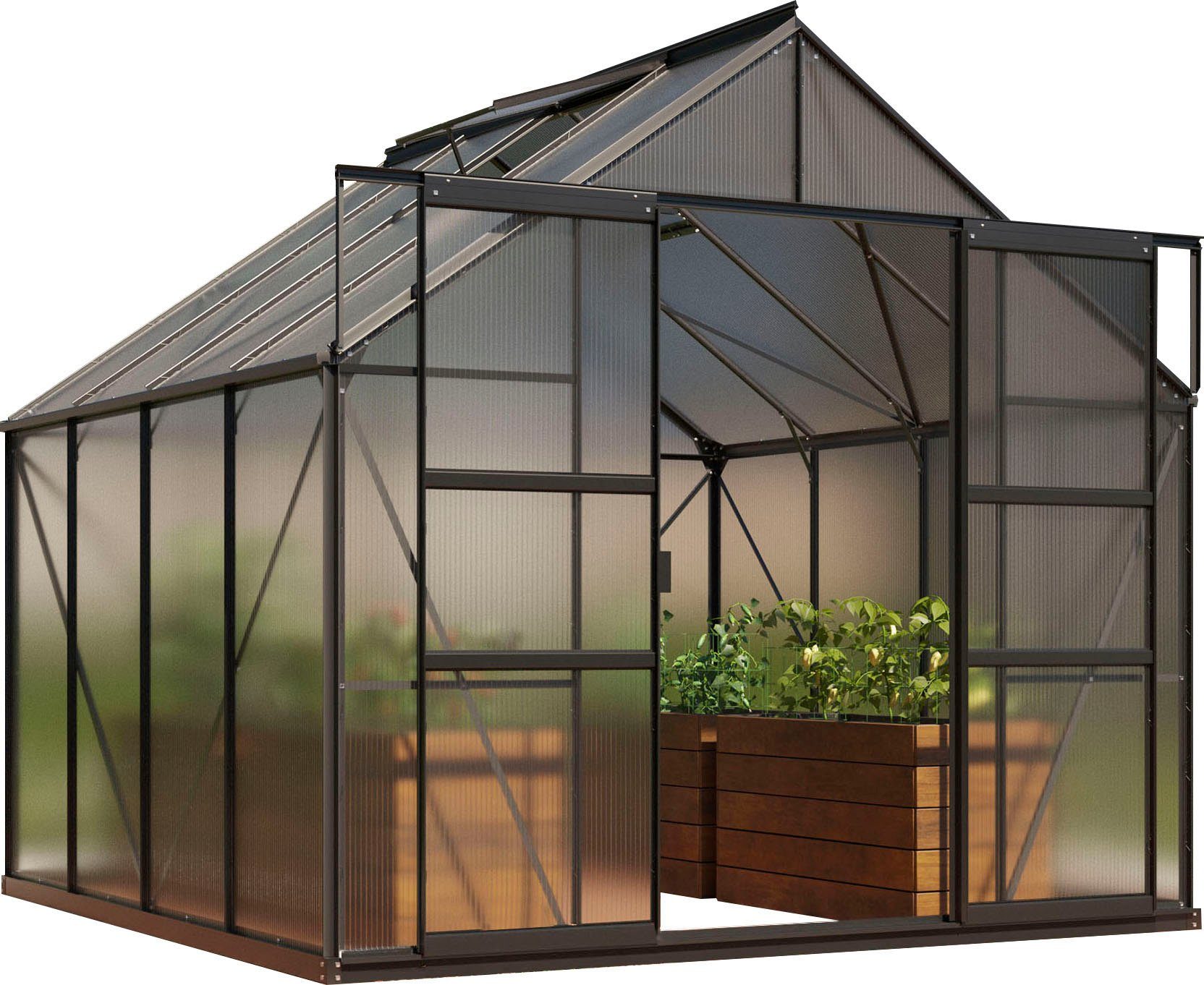 Vitavia Gewächshaus Mars 6700, BxTxH: 257 x 258 x 231,8 cm, 3 mm Wandstärke, Alu-Profile, 4 mm Hohlkammerplatten