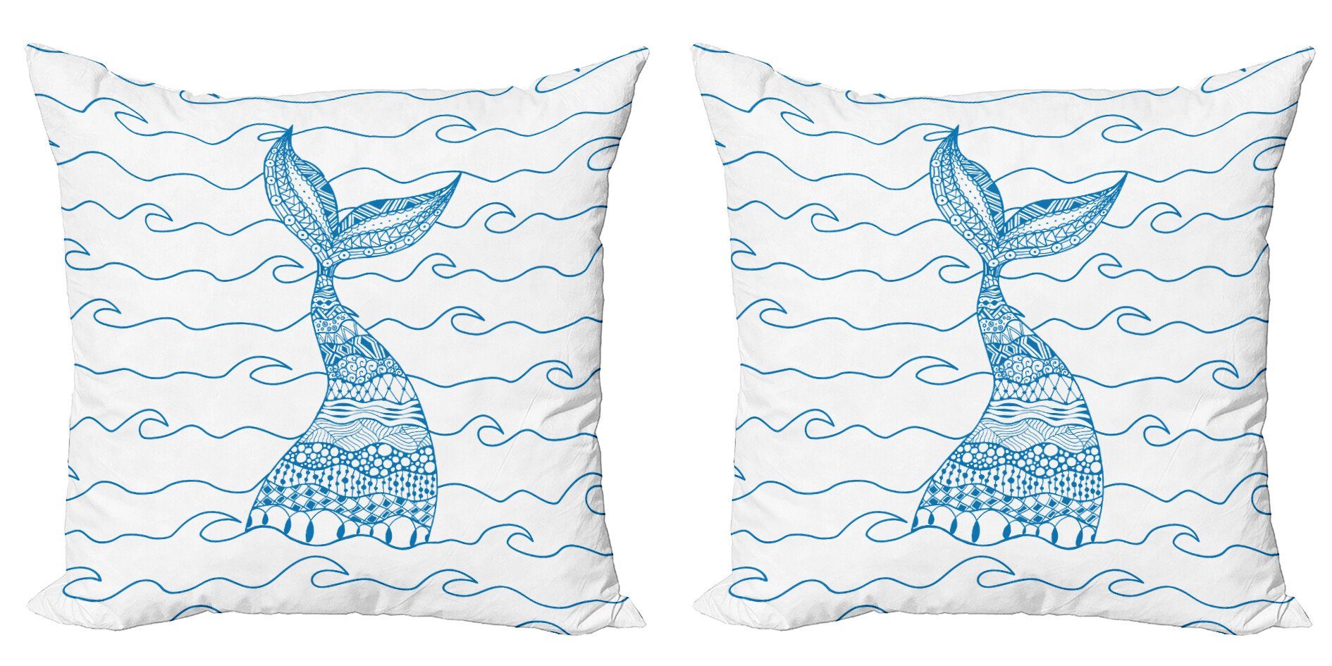 Kissenbezüge Modern Accent Abakuhaus Doppelseitiger Wale Digitaldruck, Fish (2 Zentengle Stück), on Tail Waves