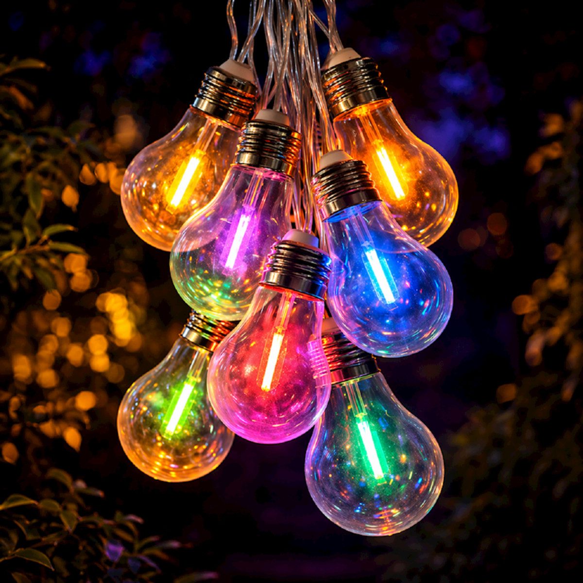 Forever Light LED-Lichterkette FLS-400, 10-flammig, Solarbetriebene Gartenbeleuchtung mit buntem Lichteffekt