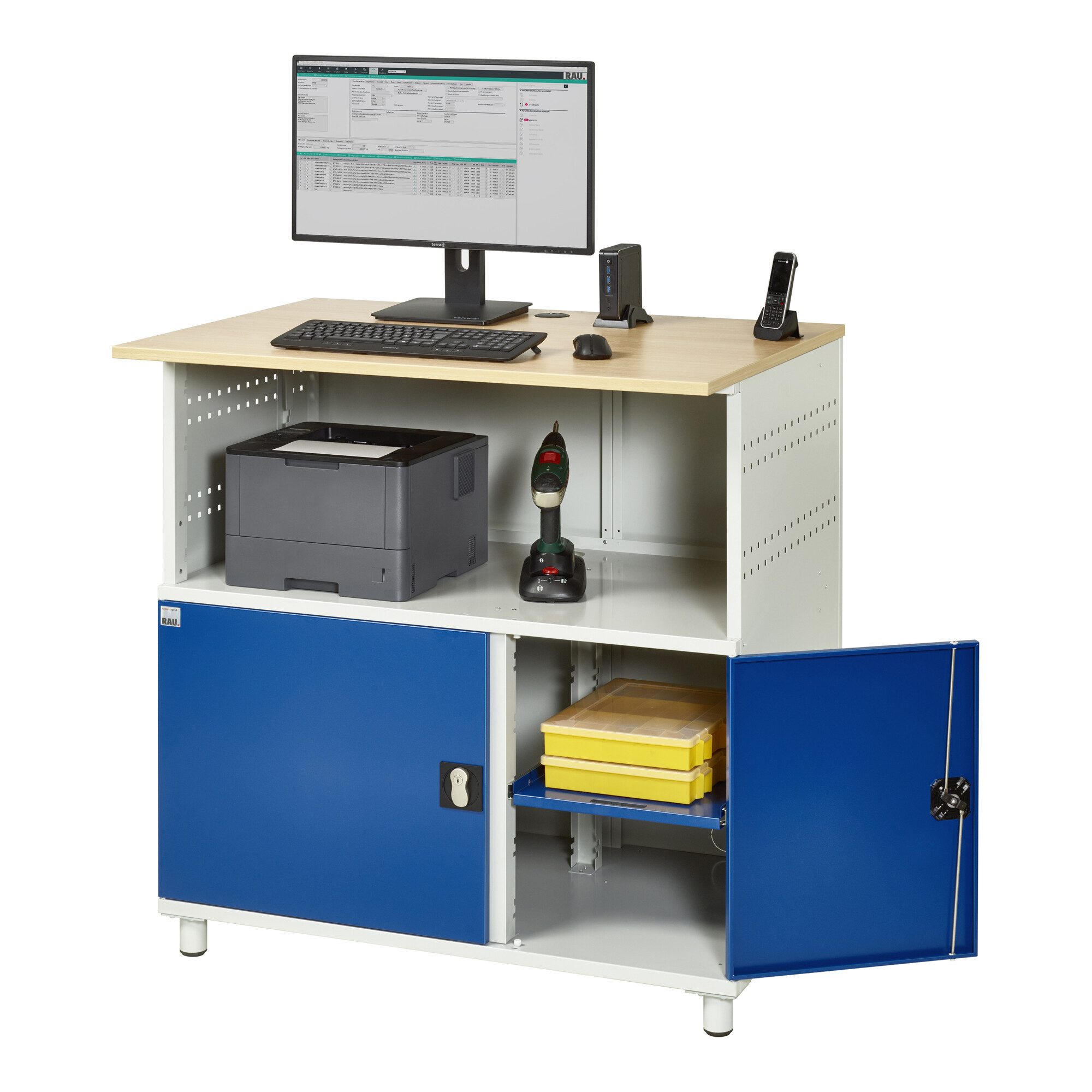 RAU Werkzeugschrank Rau Computer-Tisch ohne Monitorengehäuse stationär BxTxH 1100x800x1100