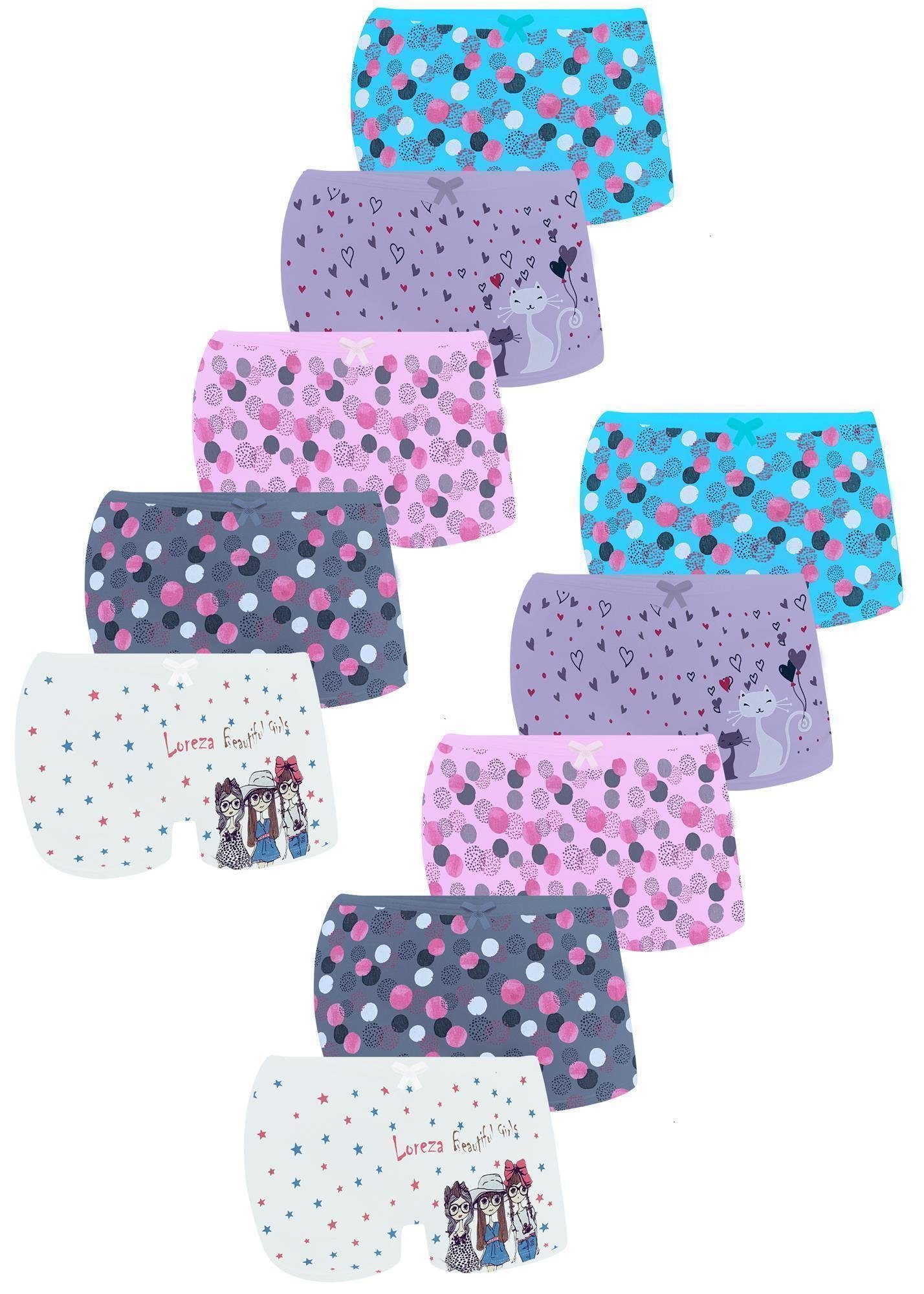 LOREZA Panty 10er Set Mädchen Pantys - Punkte Sterne - Bunt (Spar-Packung, 10-St)