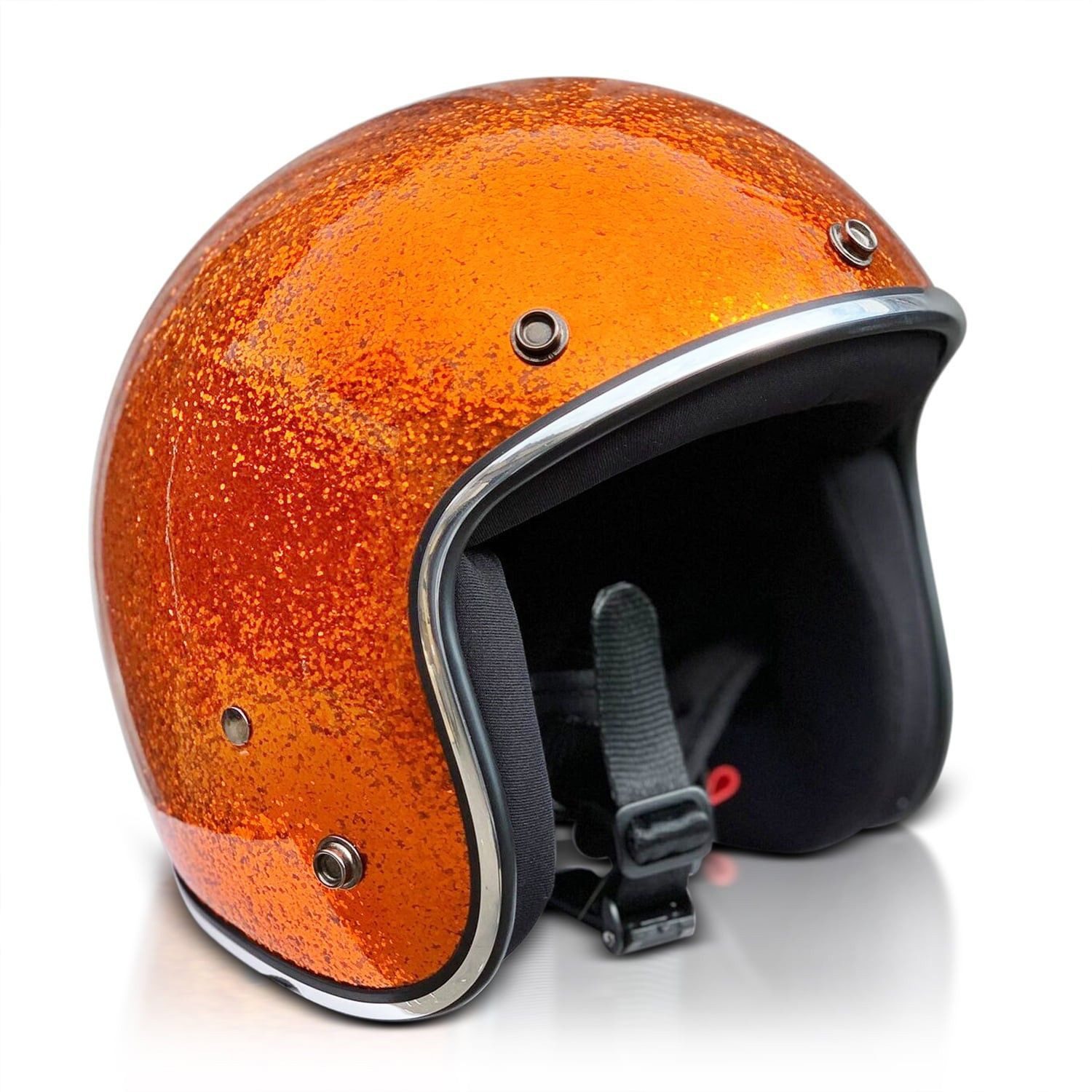 Alpha Speeds Motorradhelm ATELIER — Flake Golden Amber, Jethelm Fiberglas • Metal-Flake Orange, nur ca. 800 g, inkl. herausnehmbare Wangenpolster, Slim & Smart Fit