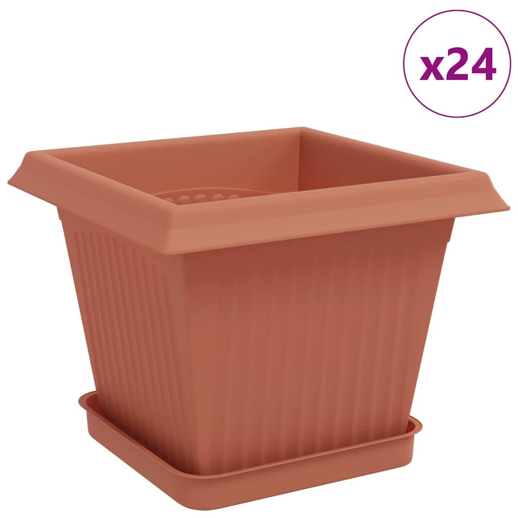 vidaXL Blumentopf Blumentöpfe 24 pcs Ziegelrot 20 x 20 x 16 cm Kunststoff (24 St)