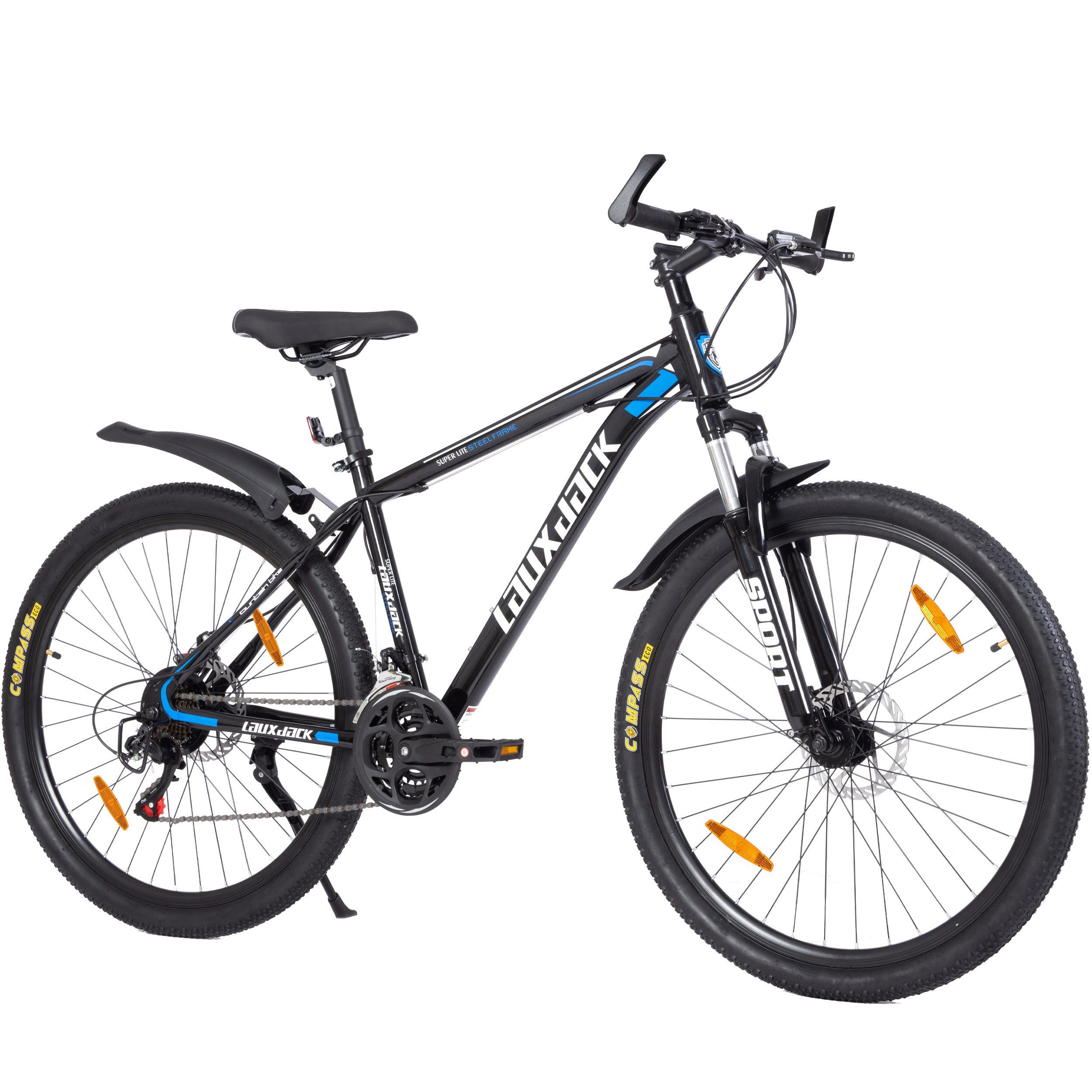 Sinaopus Mountainbike AX4.0 Fahrrad in 26/28 Zoll, Shimano, 21 Gang Shimano Tourney RD-TY300/200 Schaltwerk, Kettenschaltung, (Set), Für Damen und Herren 150-185cm, weiß und blau, MTB für Alltag