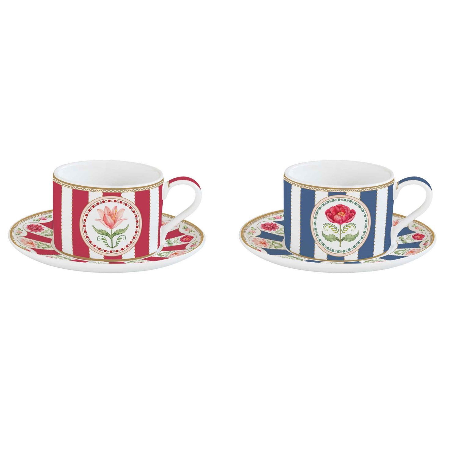 EasyLife Tasse Flowery, Porzellan, Spülmaschinengeeignet, Mehrfarbig, Blumen, H: 6.5cm