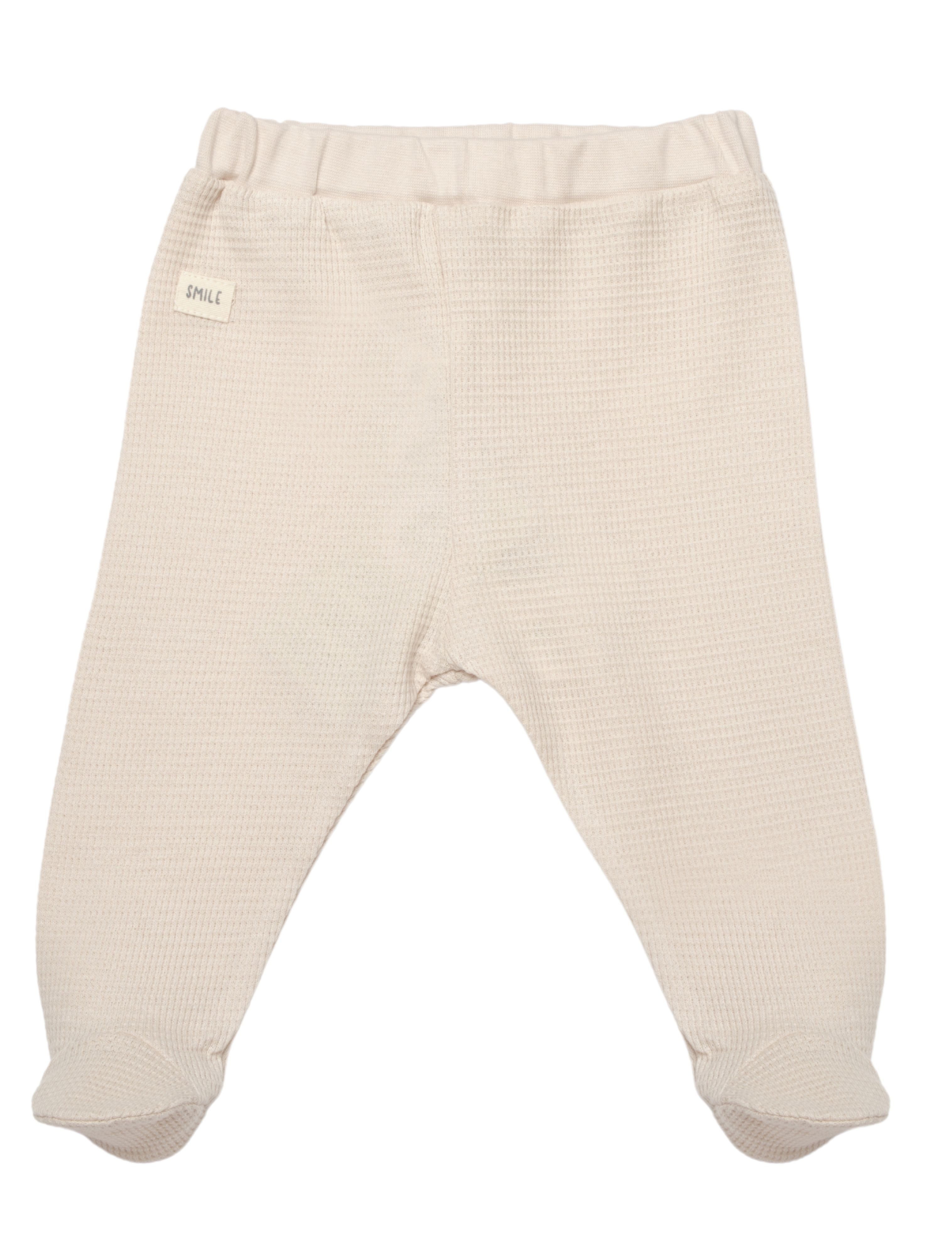 biorganic Funktionshose Baby Waffle Smile für Jungen und Mädchen Unisex Hose mit Fuß (1-tlg) Waffelmuster, Bio-Baumwolle, Größe 56- 74