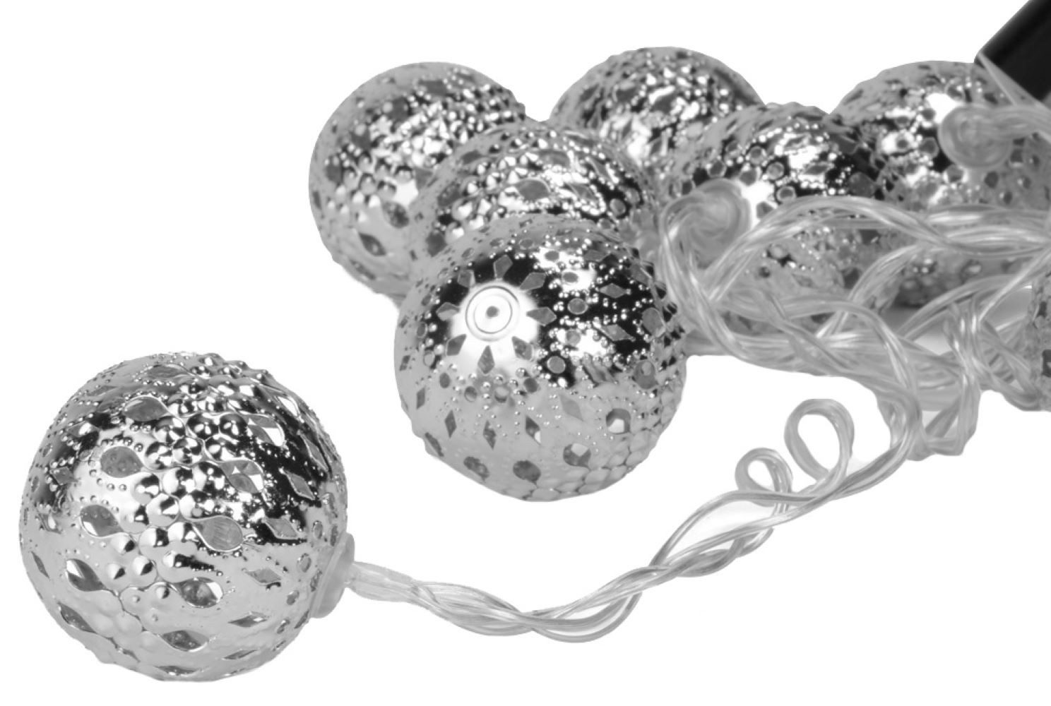 RIFFELMACHER & WEINBERGER Christbaumschmuck LED Kugel-Lichterkette 160cm - 10 Kugeln Silber