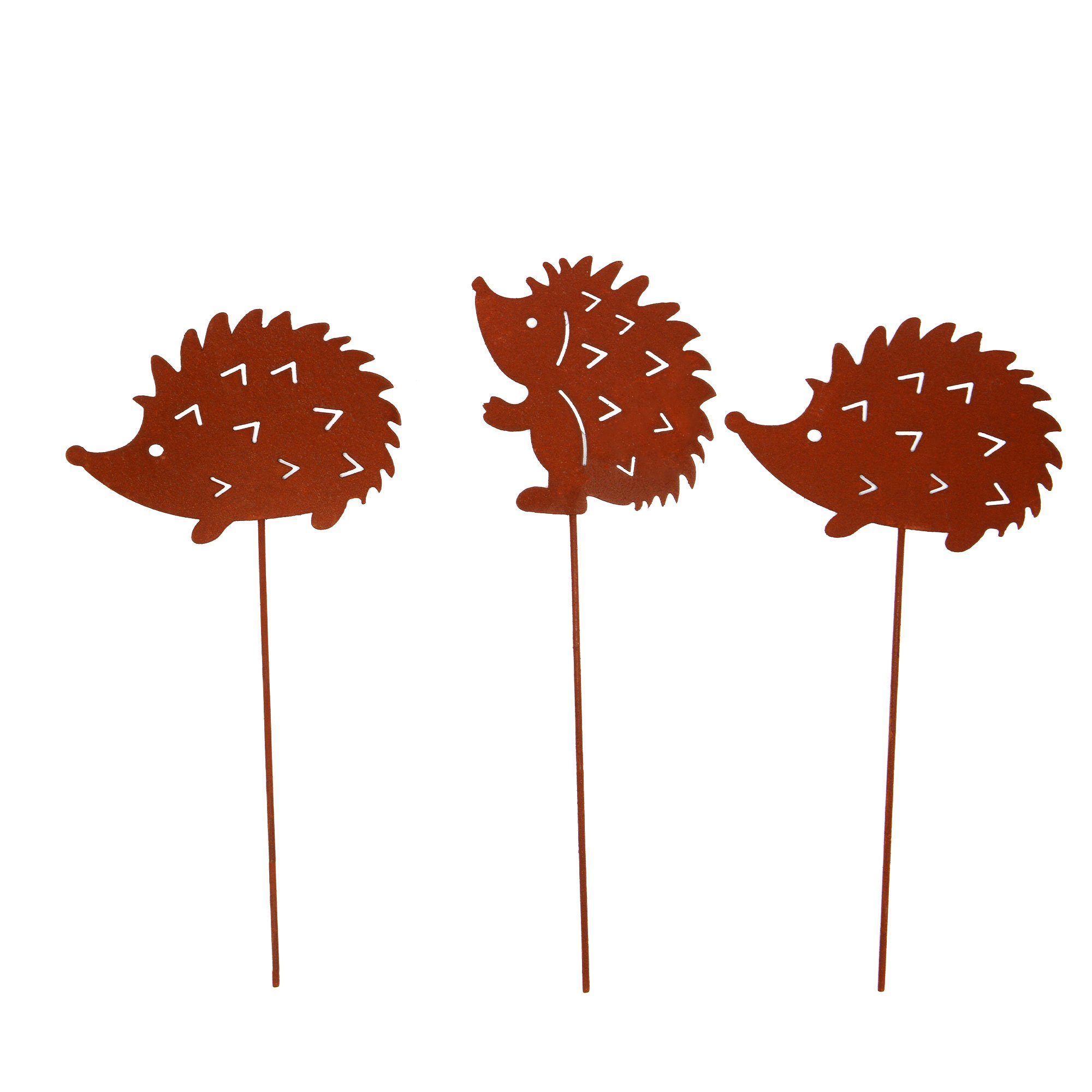 Gartenstecker Stecker Rost Igel 3er Set