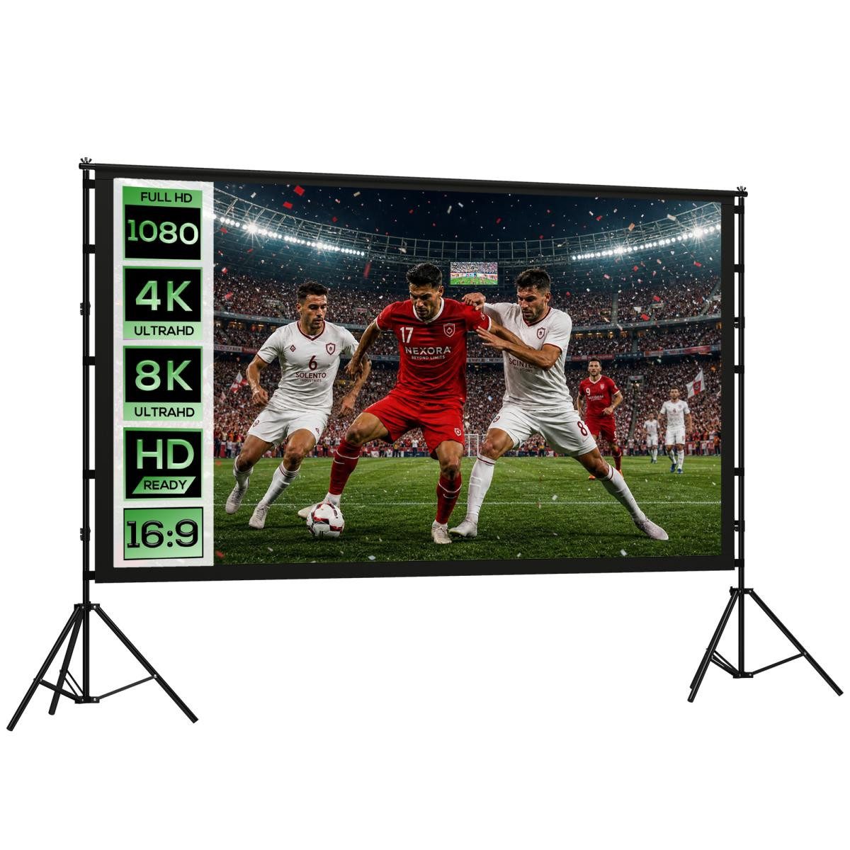 FELIXLEO Leinwand 100 Zoll Weiß Zoll HD 4K 8K Projektor Leinwand Ständer tragbare