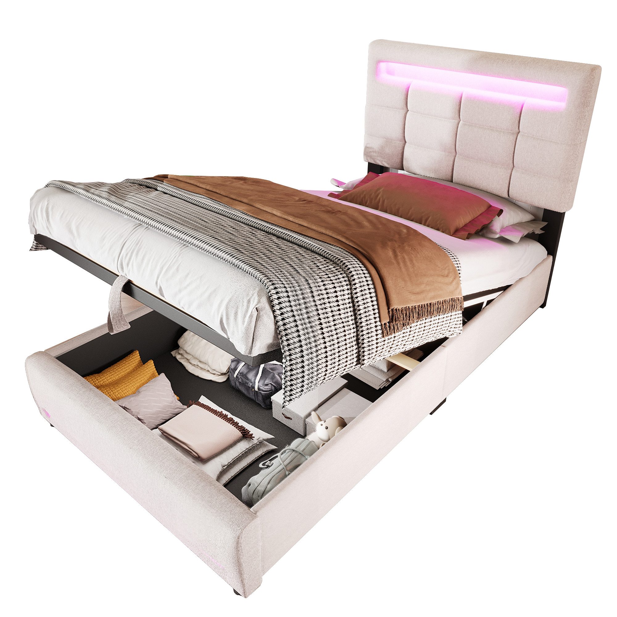 REDOM Polsterbett mit LED-Licht & APP-Steuerung, günstig online kaufen