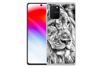 MuchoWow Handyhülle Porträt - Löwe - Schwarz und weiß, Phone Case, Handyhülle Samsung Galaxy S10 Lite, Silikon, Schutzhülle