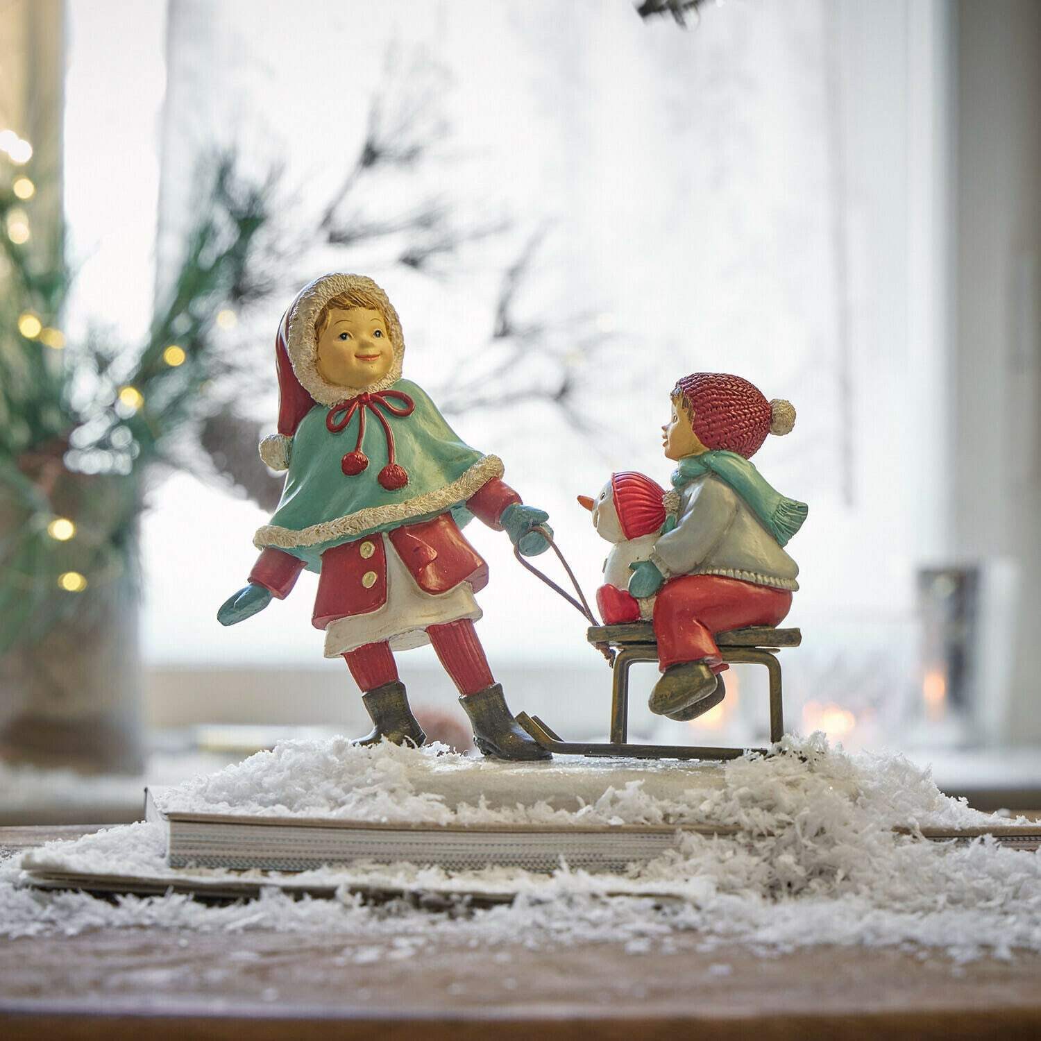 Mirabeau Weihnachtsfigur Deko-Kinder mit Schlitten Petitnid rot/grün/weiß (kein Set, kein Set) – Bild 2 von 3