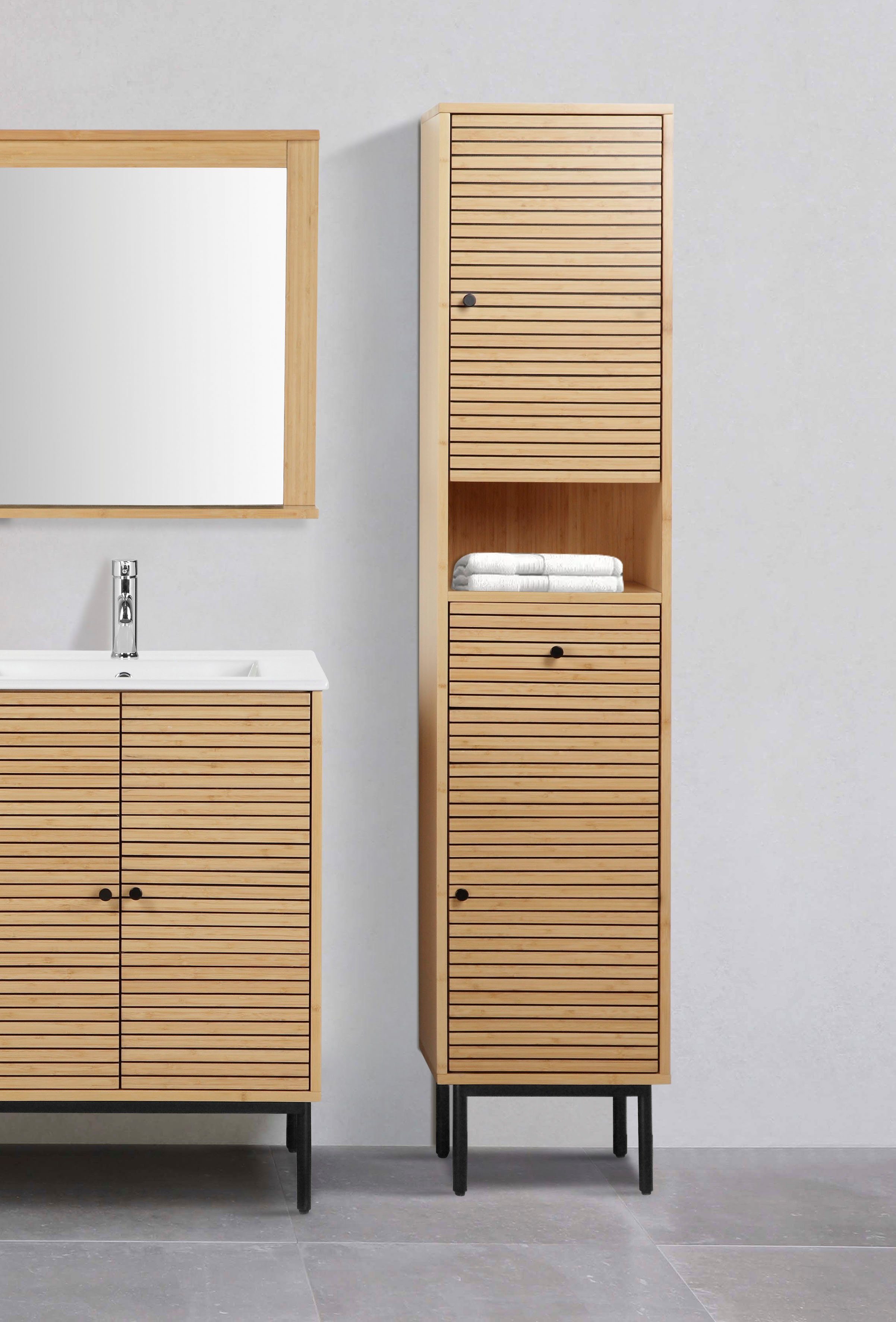 Badmöbel andas Türen Breite 35cm Bad 2 und WC Badezimmer Hochschrank einer Standschrank mit Bali Schublade,