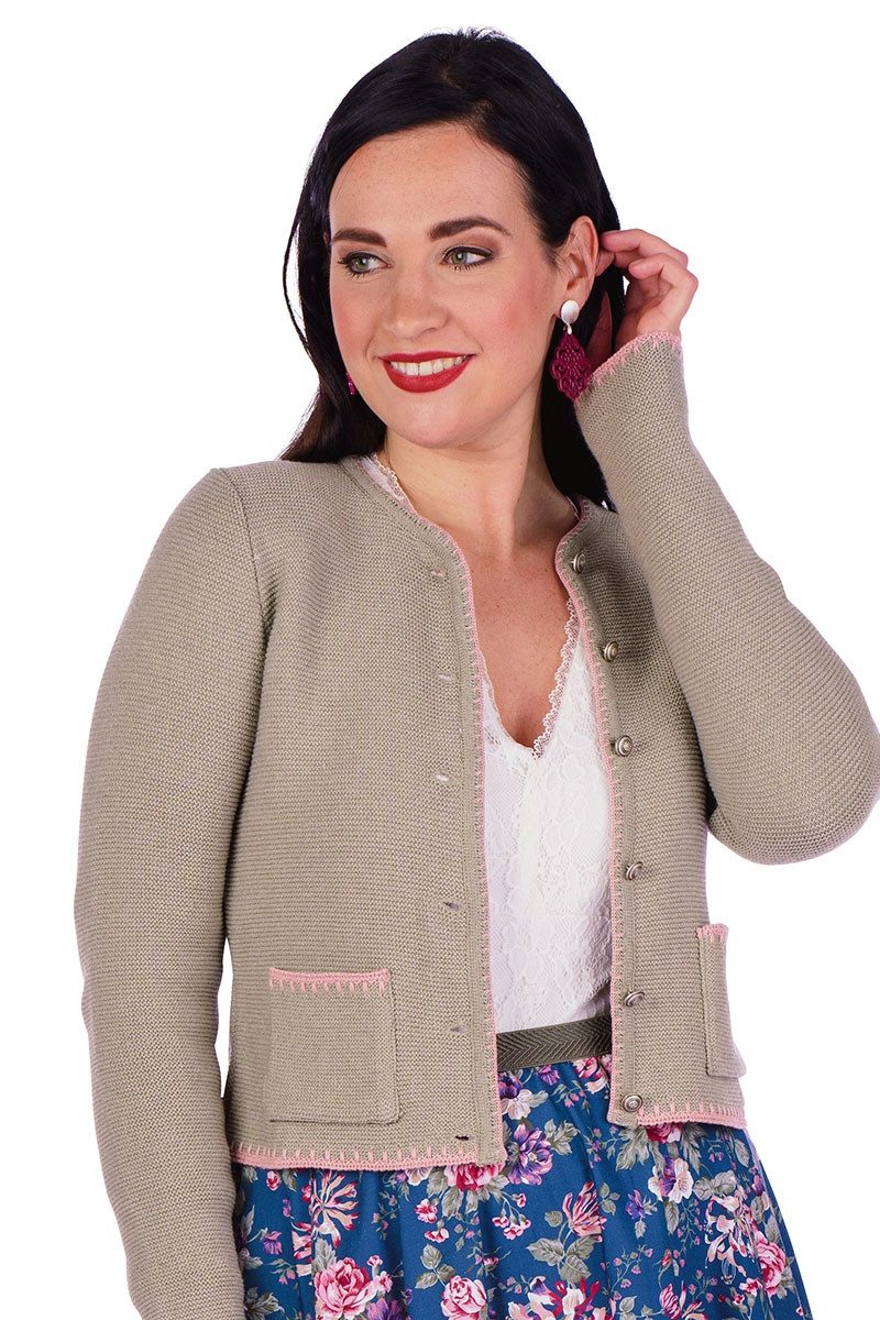 Berwin & Wolff Trachtenjacke Trachten Strickjacke - HELMINE - schilf/altrosé