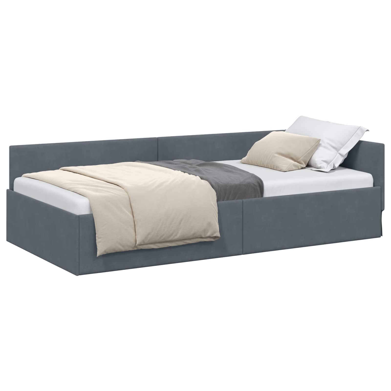 vidaXL Bett Eckbettgestell Dunkelgrau 80 cm x 200 cm SamtundSperrholz (1-tlg)