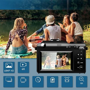 Welikera 48MP Digitalkamera,4K HD 1080P Fotokamera,7 Farbfilter,18X Digitalzoom Kompaktkamera