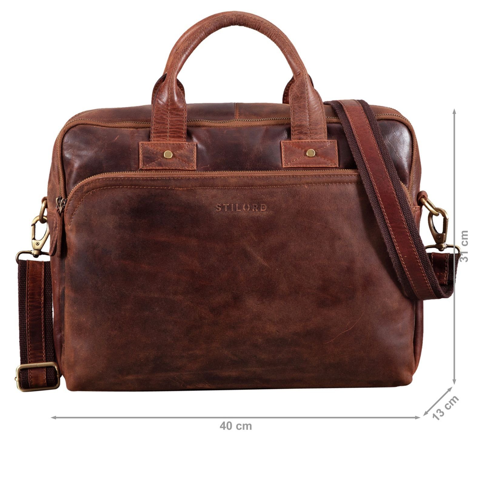 STILORD Laptoptasche "Hector" Große Business Ledertasche für Herren