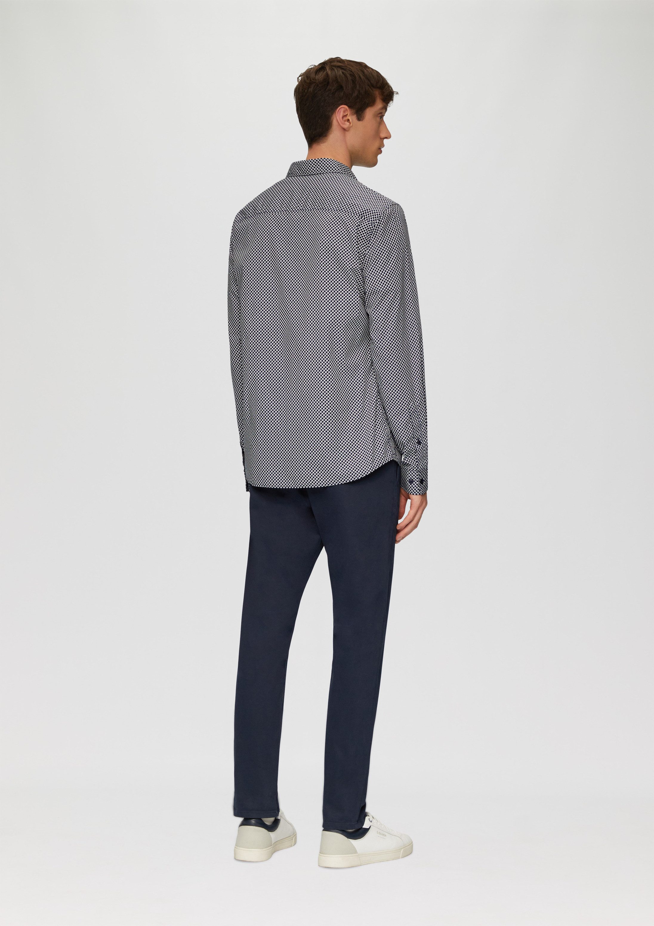 s.Oliver Langarmhemd Hemd Slim Fit: Gemustertes Hemd aus Baumwollstretch