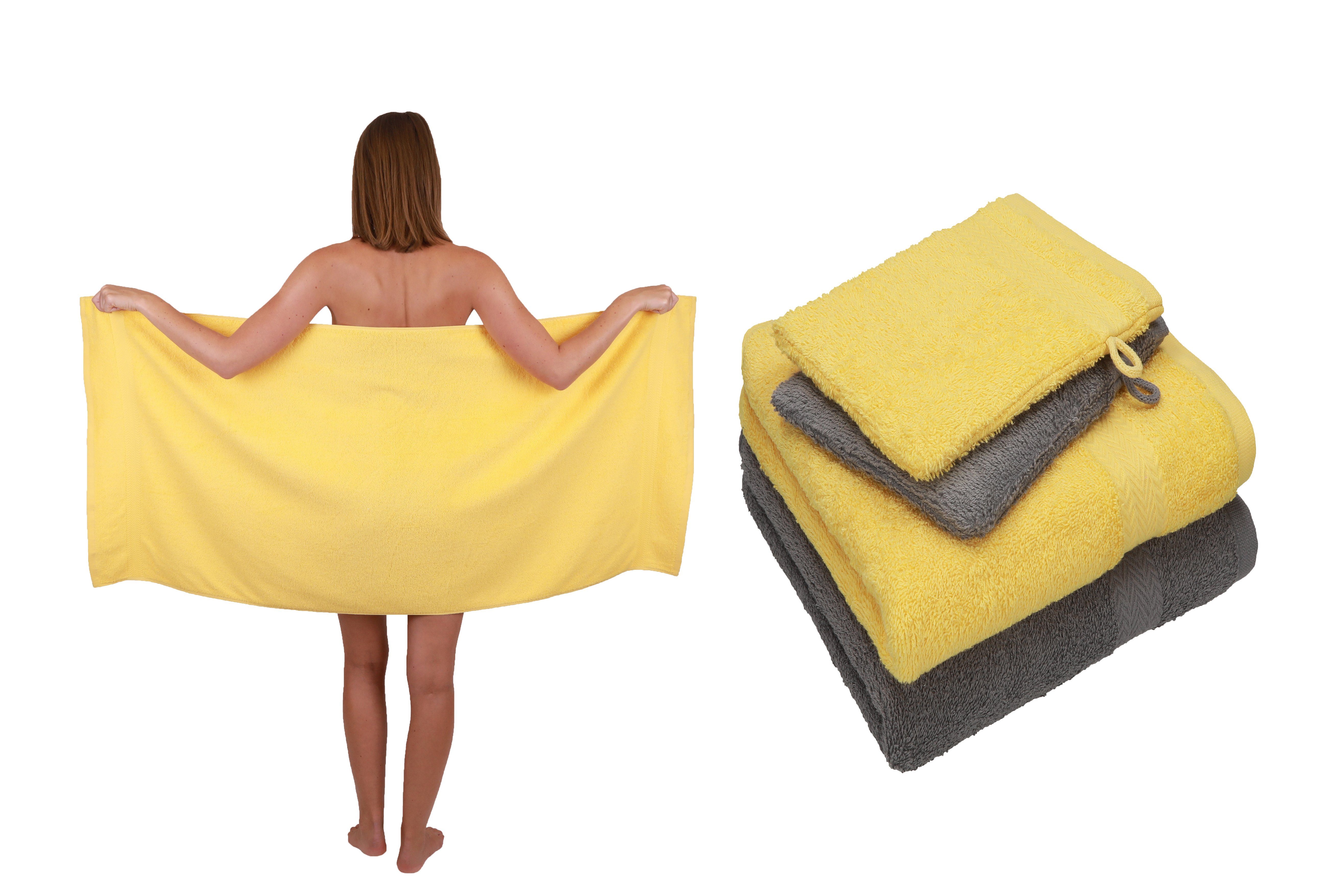 Betz Handtuch Set Betz 5 TLG. Handtuch Set Single Pack 100% Baumwolle 1 Duschtuch 2 Handtücher 2 Waschhandschuhe, Baumwolle, (5-tlg) gelb
