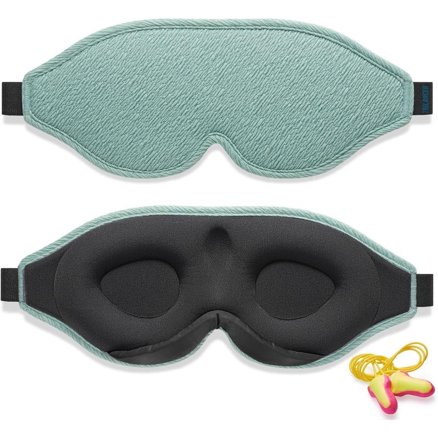 LuxusKollektion Blindbackkugeln Schlafmaske lichtblockierend Ohrstöpsel Herren Damen See-grün