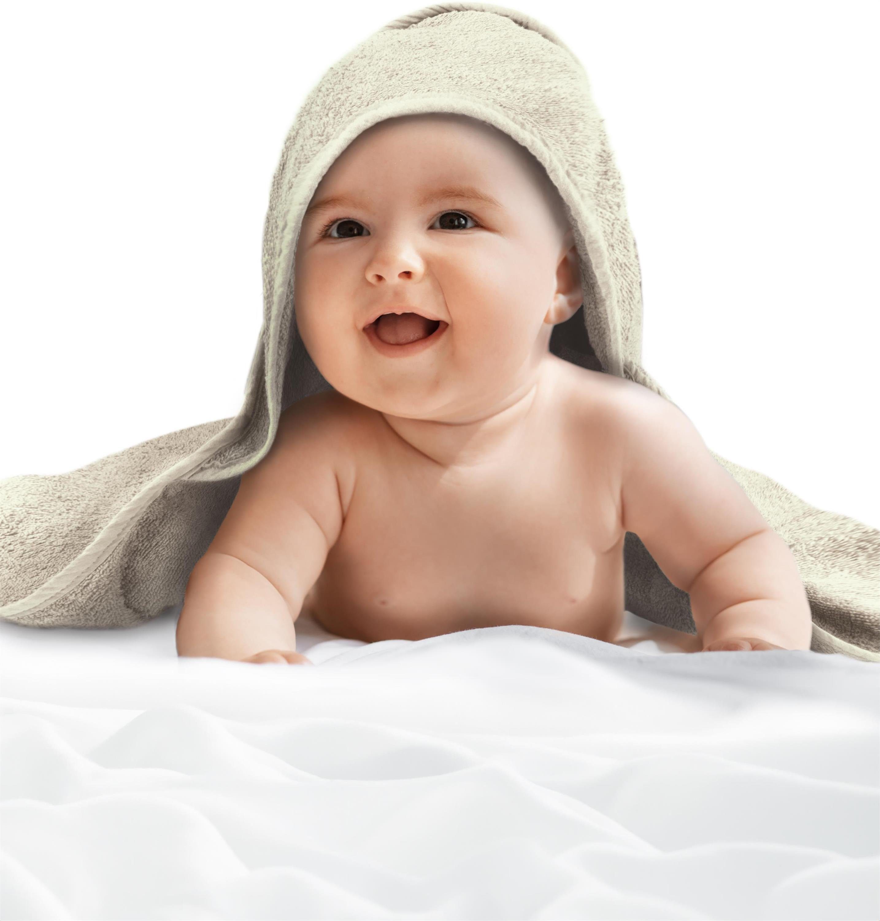 Baby Kapuzenhandtuch aus Wickeltücher Bio-Baumwolle, Kapuzentuch Frottee, Beige Badetuch normani 2x