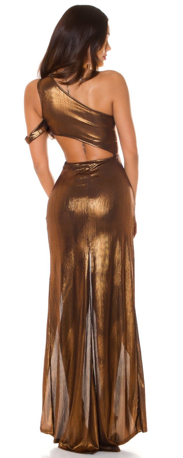 Koucla raffiniert sexy bronze Gala Abendkleid geschnitten,