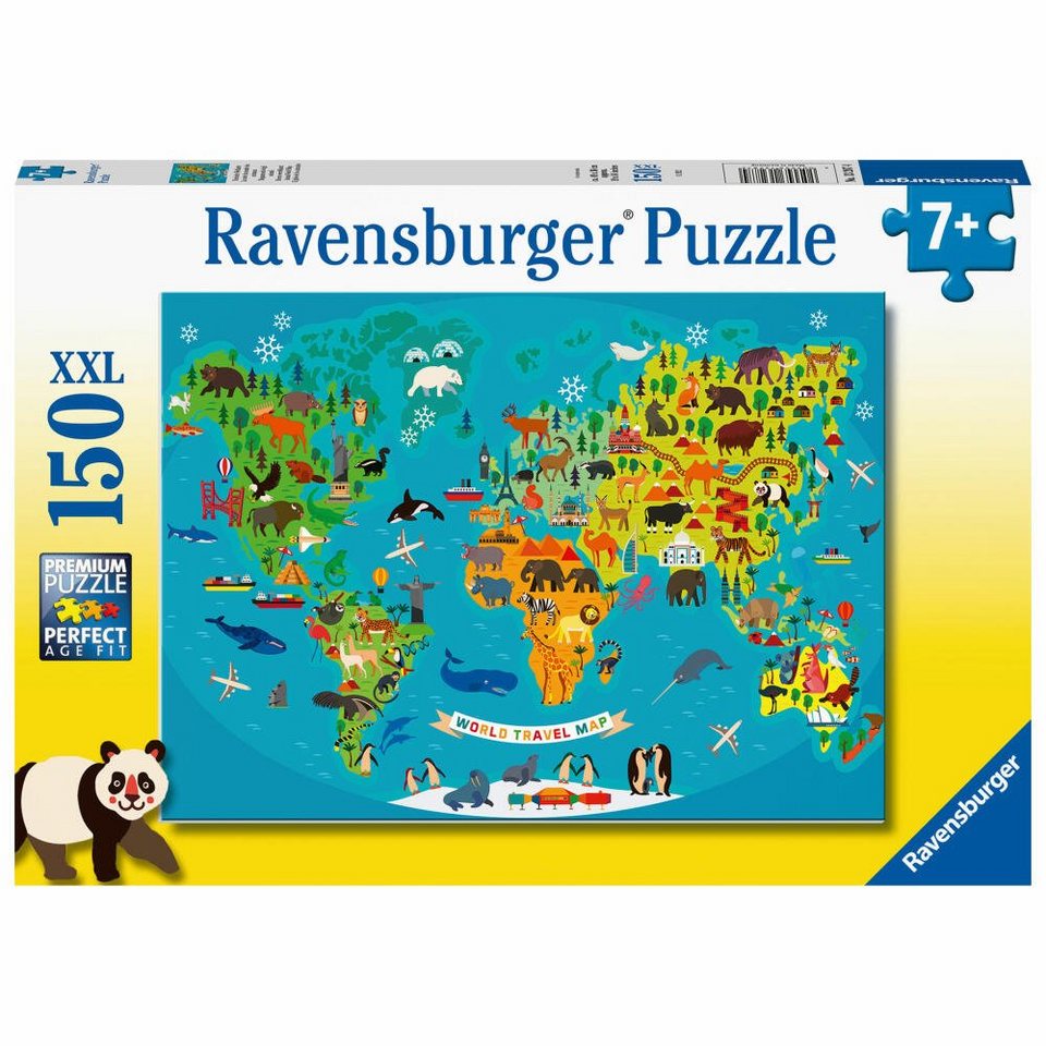 Ravensburger Puzzle Tierische Weltkarte, Puzzleteile, EAN/ISBN:  4005556132874