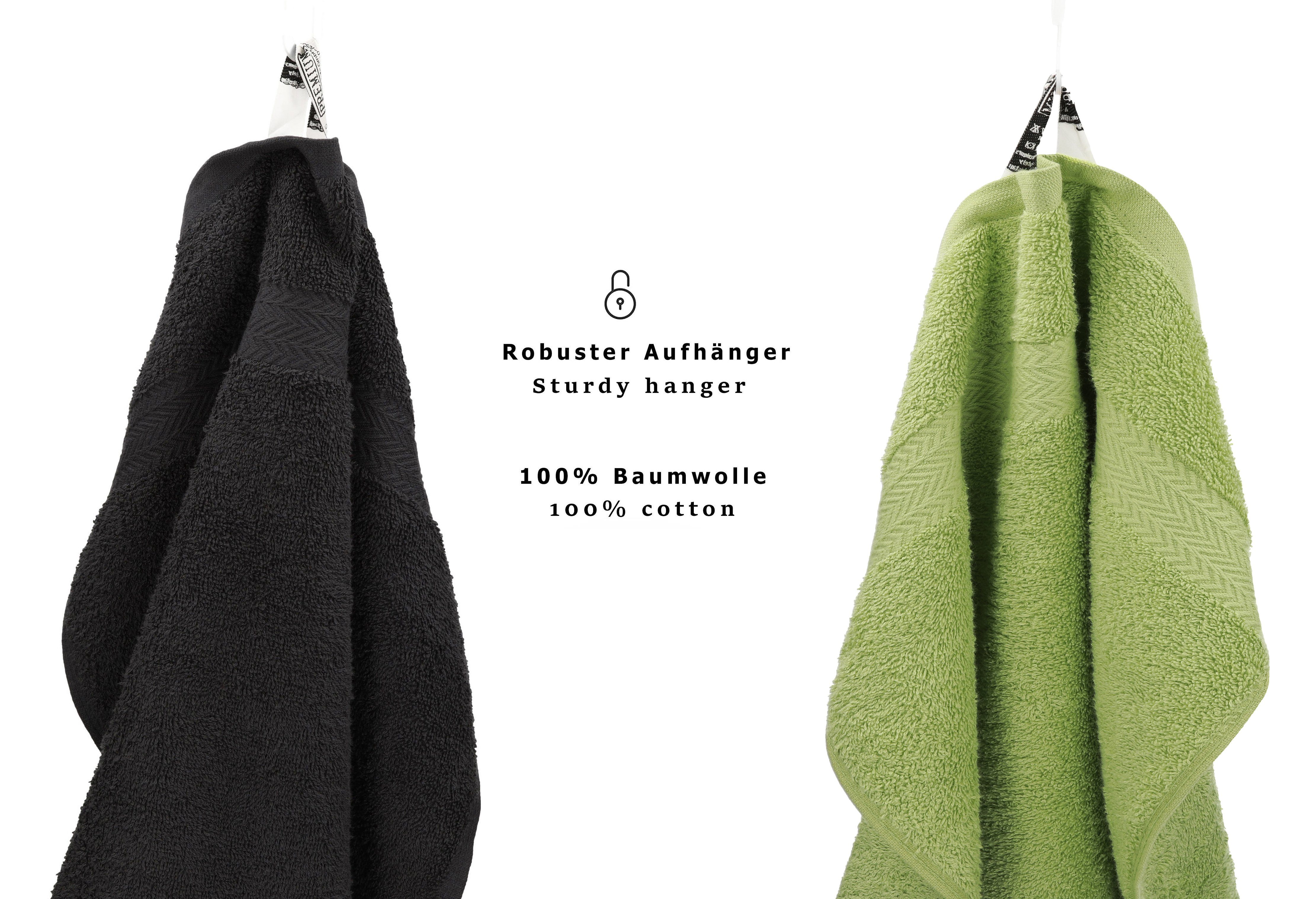 (12-tlg) Baumwolle, Farbe Betz 12-TLG. Handtuch Handtuch Set Graphit/avocadogrün, Premium Set 100%