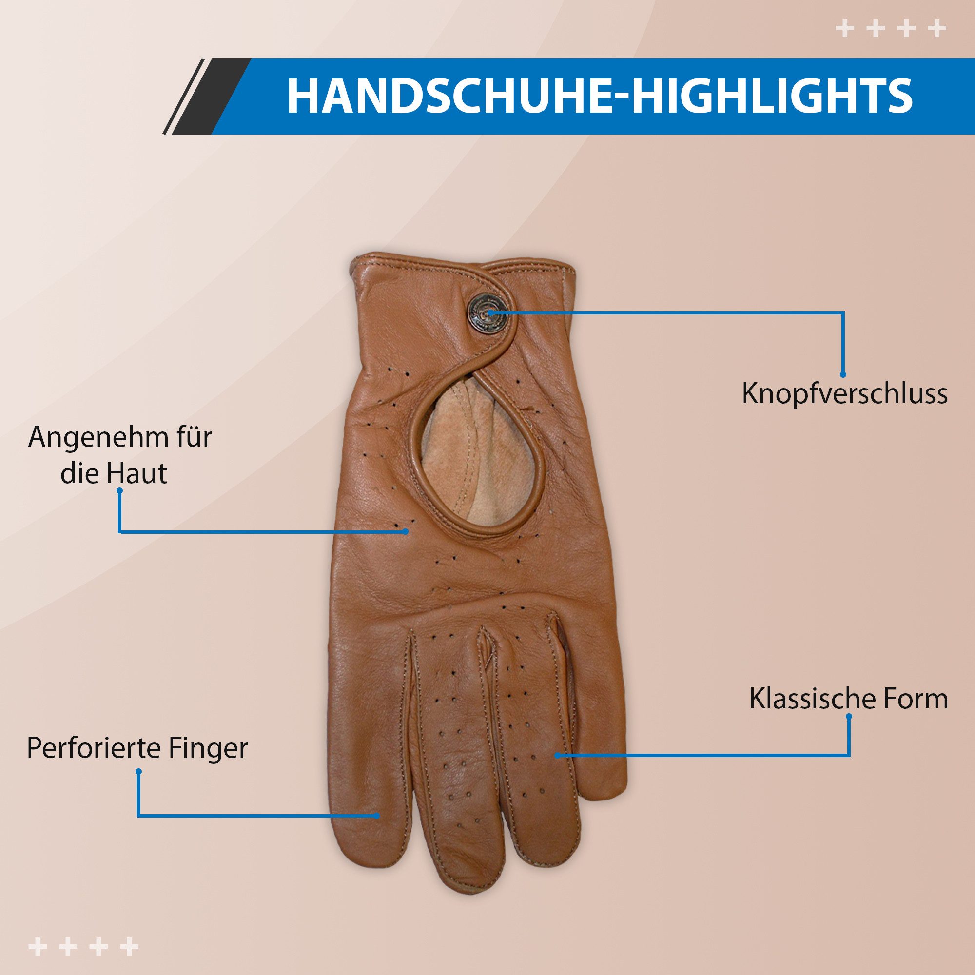 German Wear Lederhandschuhe Driving-GL2 Unisex Driving Autofahrer Lederhandschuhe echtes Leder