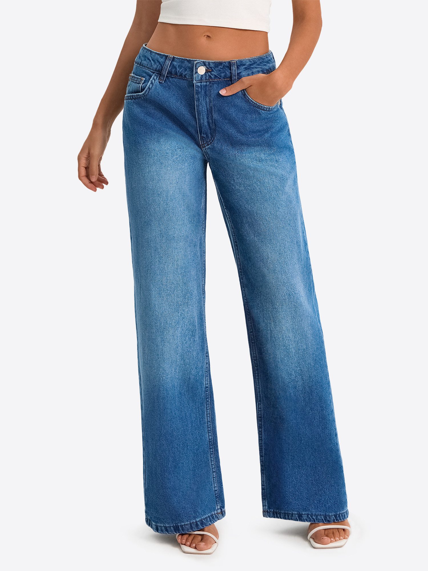 Imily Bela Gerade Jeans Damen Straight Fit Jeans im Five-Pocket Style (Pack günstig online kaufen