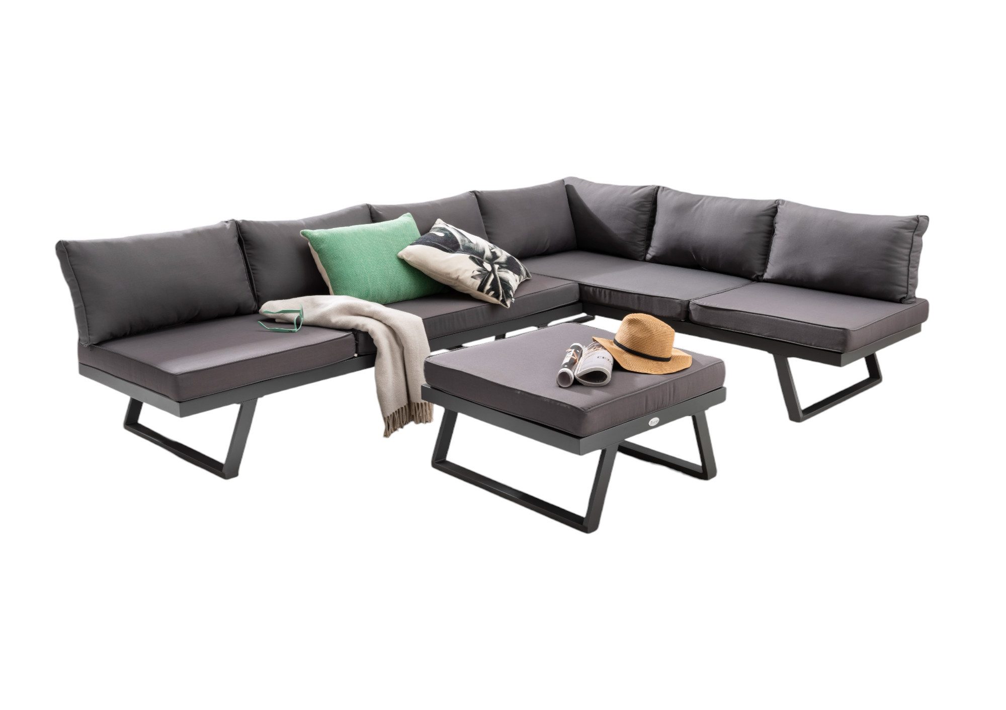 Destiny Gartenlounge-Set MANHATTAN, (18-tlg), Hocker/Tisch 70x70cm, Vielseitig aufstellbar