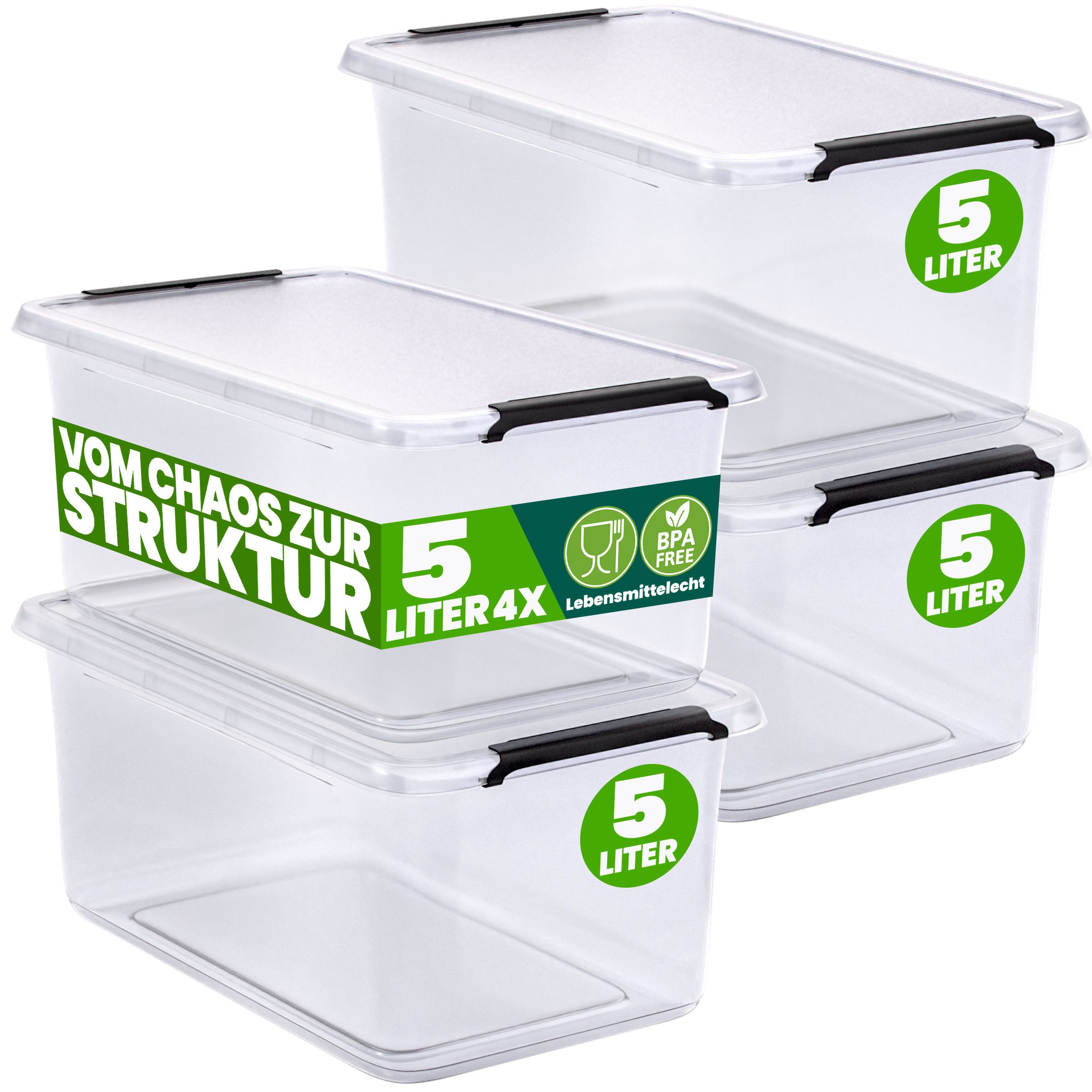 Deuba Aufbewahrungsbox, 5L Deckel Kunststoff Organizer Ordnungsboxen BPA frei stapelbar Küche