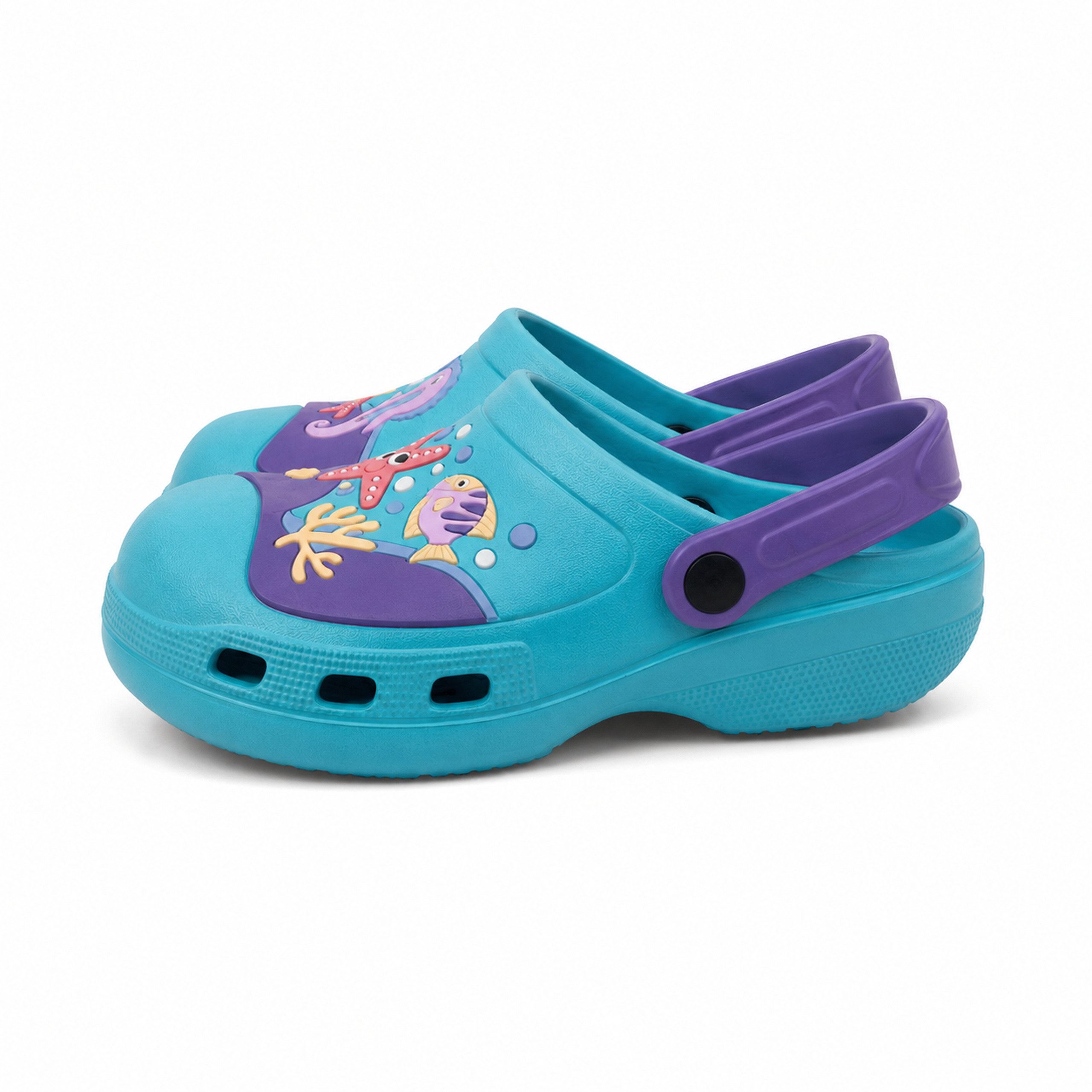 kamelshopping Clogs für Kinder mit Fersenriemen und Belüftungslöchern Clog verschiedene Motive, ideal als Gartenschuh, Badeschuh, Hausschuh etc.