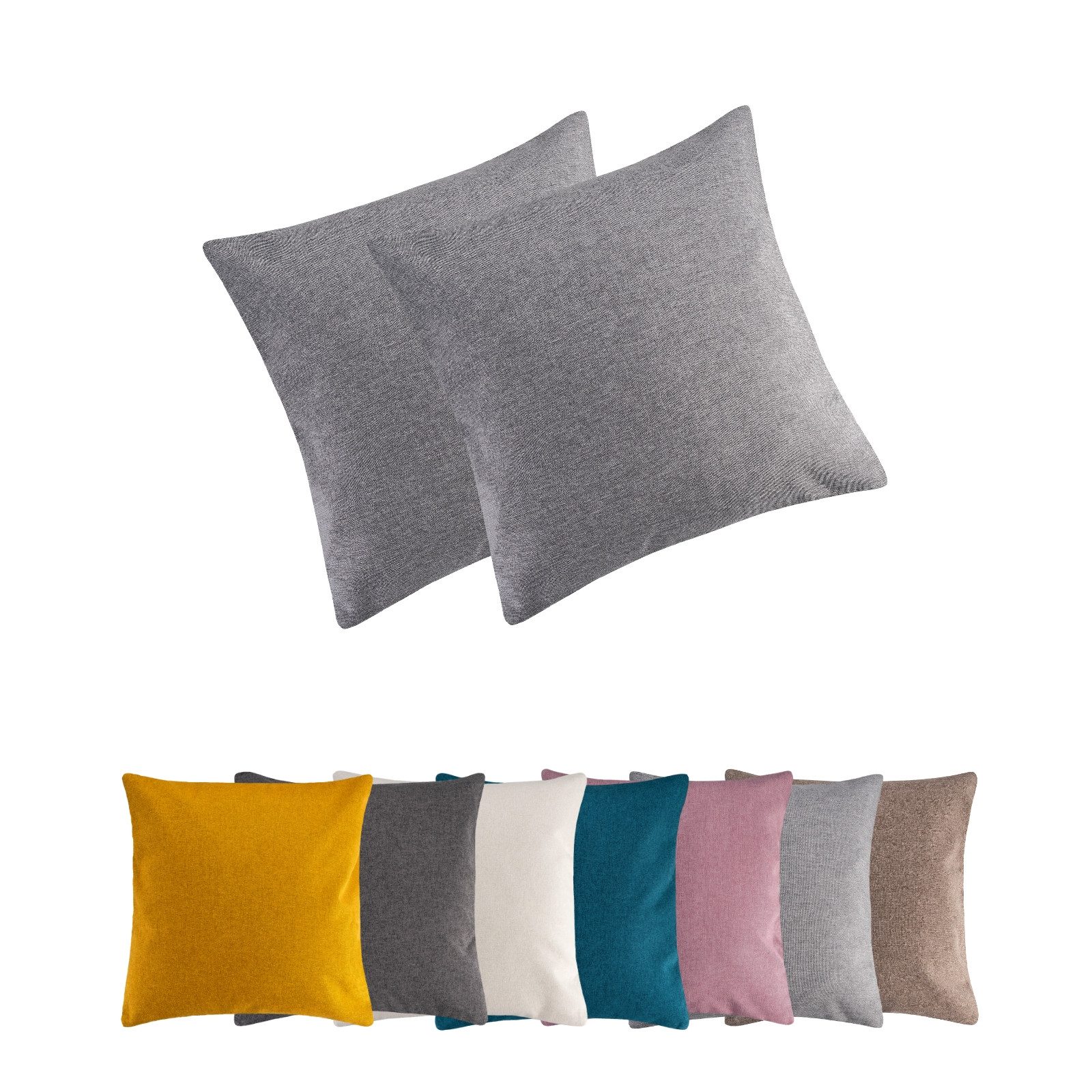 MOON Heimtextilien Kissenhülle 2er Pack Kissenbezug versch. Größen Polyester Reißverschluss Moon, Leinen-Optik
