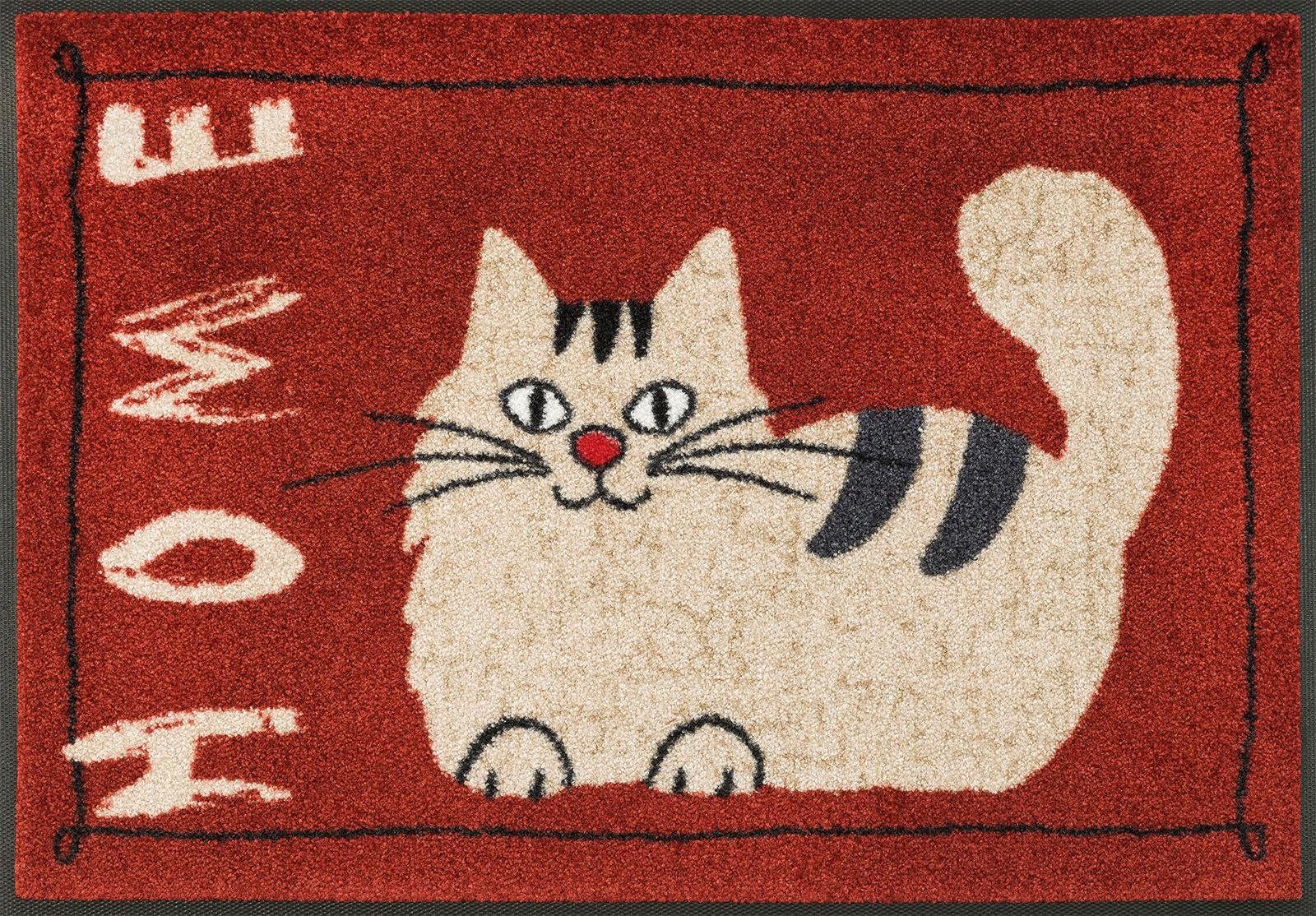 Fußmatte Catty Home, Schmutzfangmatte, Motiv wash+dry Kleen-Tex, rechteckig, 7 Höhe: mit rutschhemmend mm, Katze, by Spruch