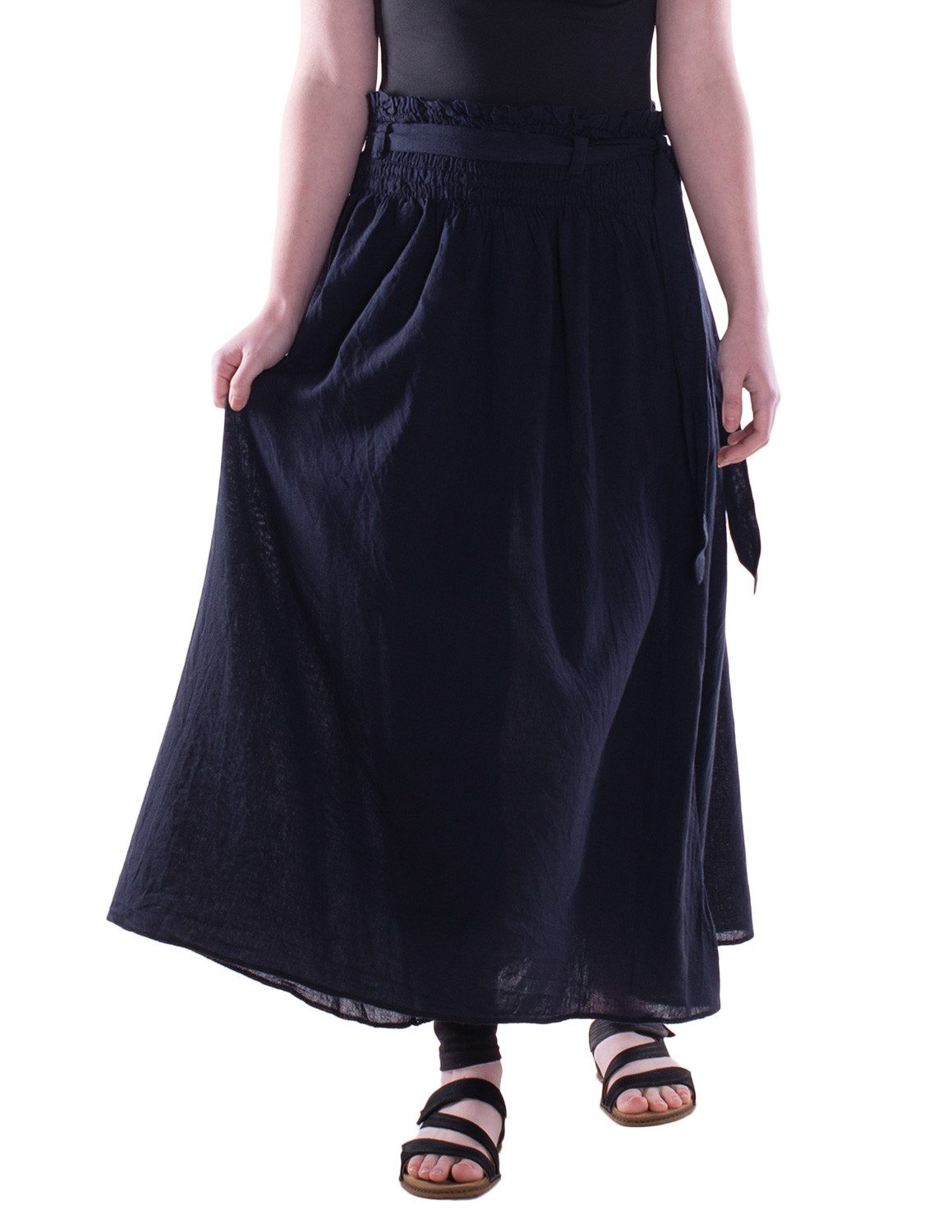 Vishes Maxirock Damen Maxi-Rock Baumwolle Boho elastischer Bund mit Kordel-Zug Alternative Bekleidung, Ethno, Hippie, Retro Style