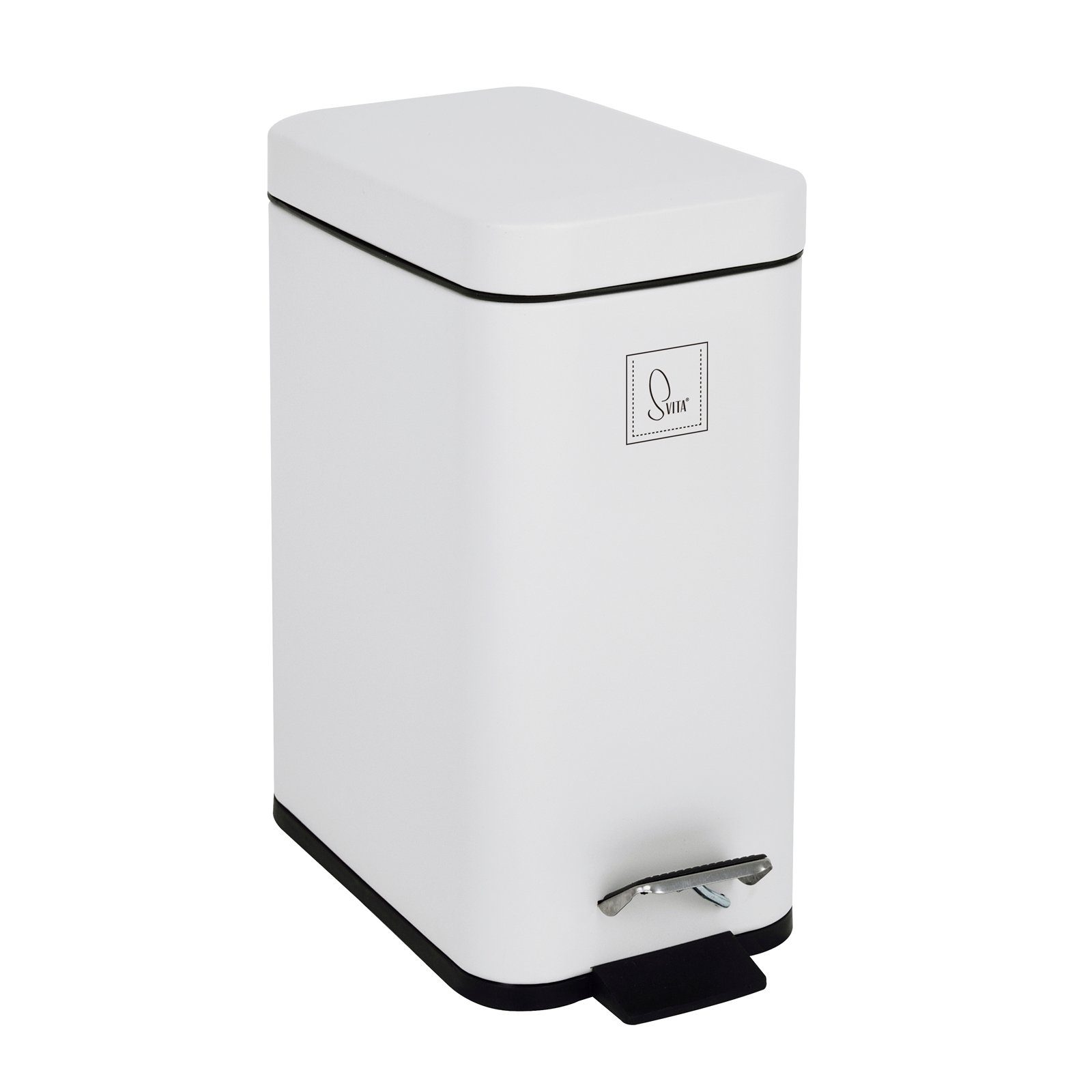 SVITA Мусорные урны STM5, Мусорные ведра с педалью, Косметички, Softclose, 5L, Stahl pulverbeschichtet Weiß